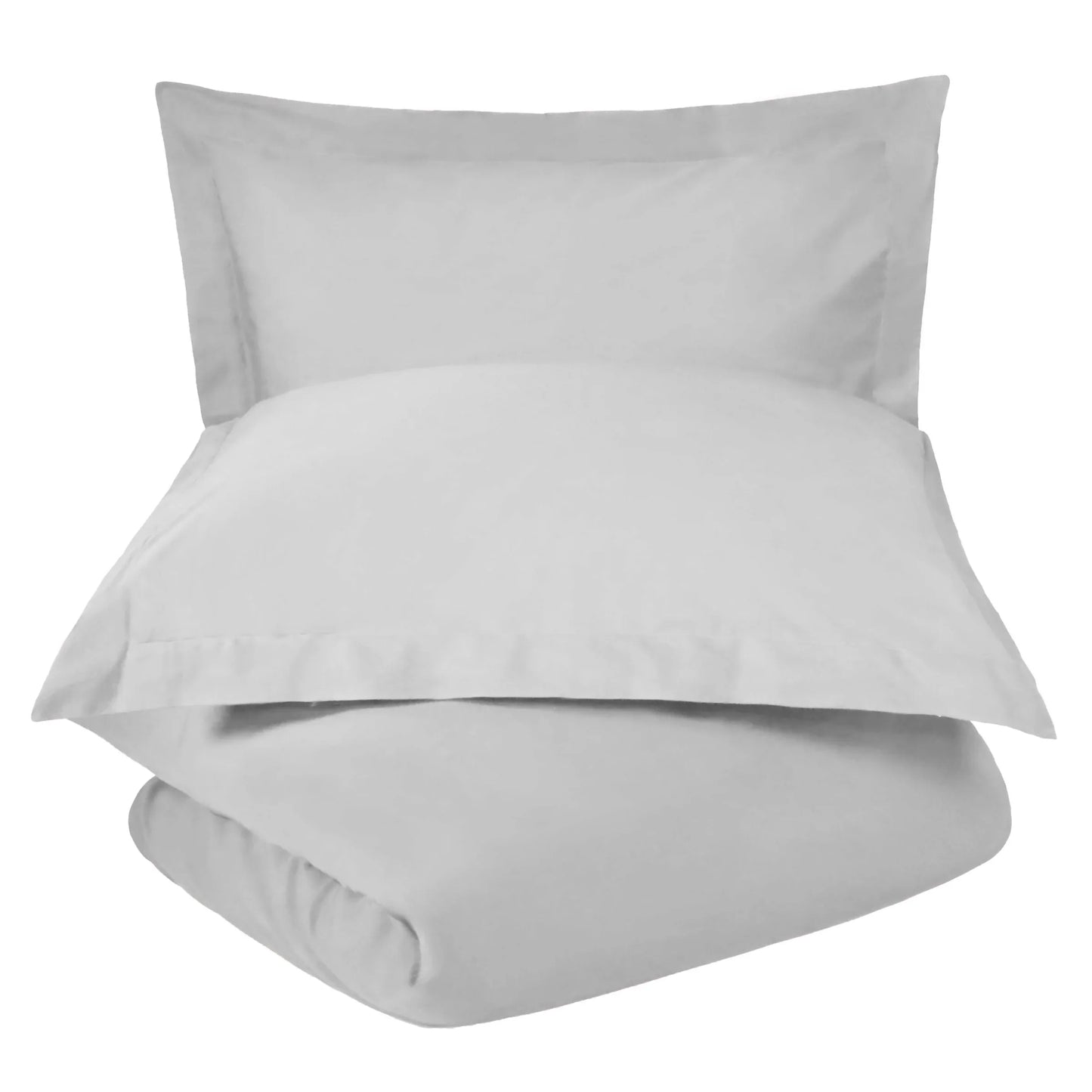 Cotton Percale Modern Traditional Duvet Cover Set - Platinum