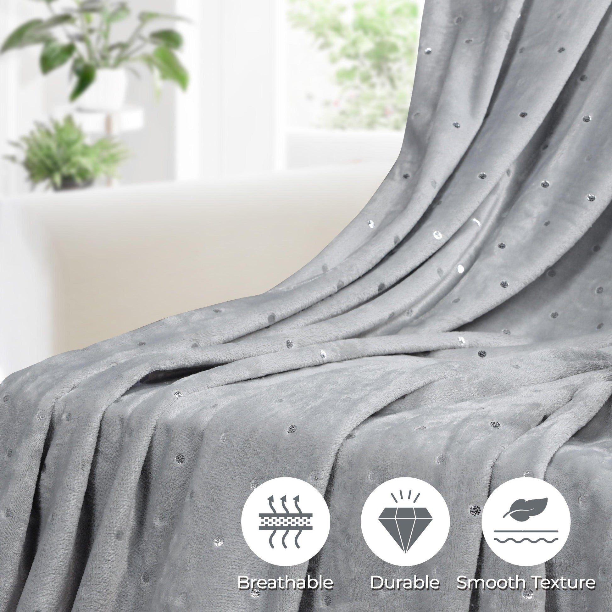 Fleece Plush Medium Weight Fluffy Soft Decorative Blanket Or Throw - Platinum