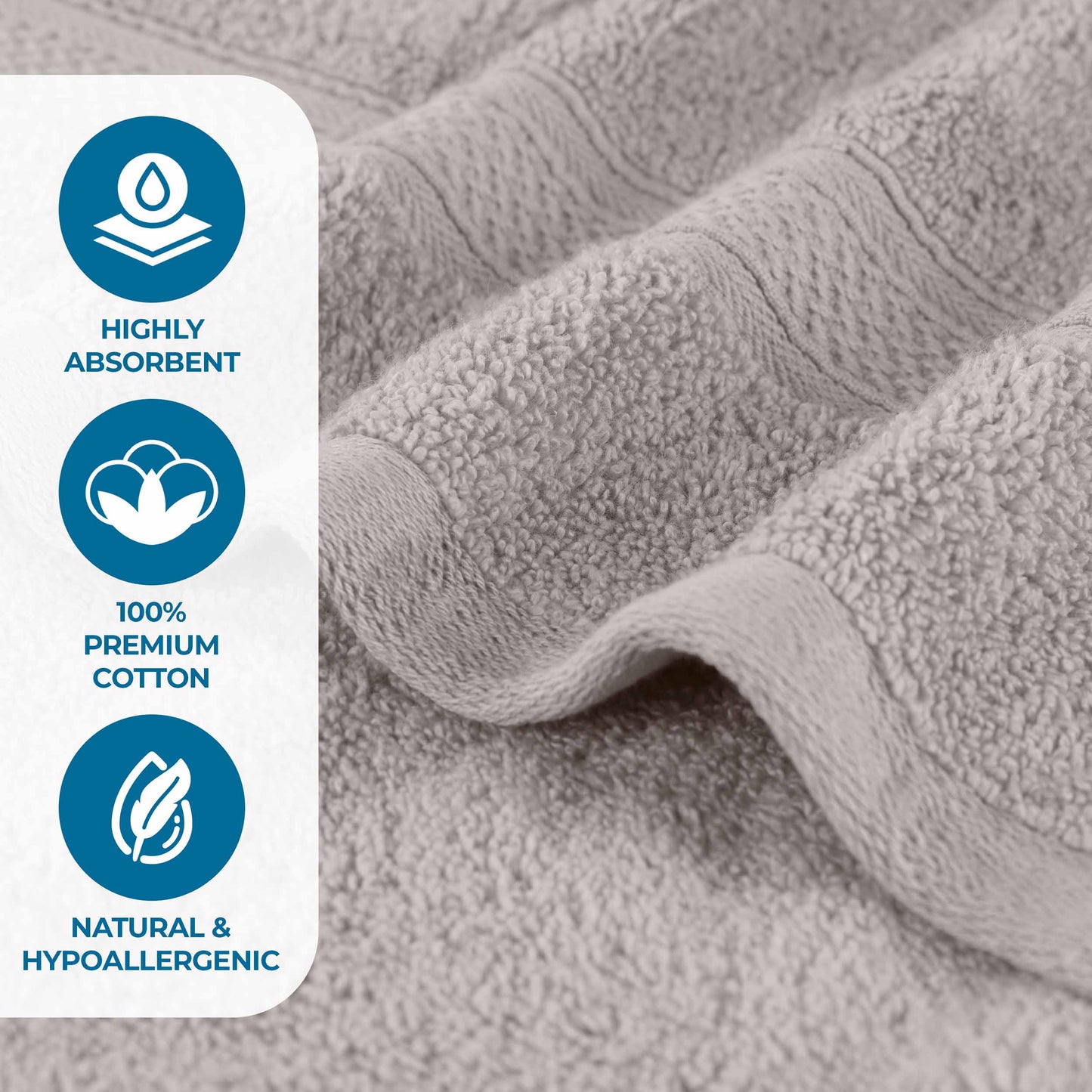 Chevron Zero Twist Solid and Jacquard Soft Cotton 6 Piece Towel Set - Platinum