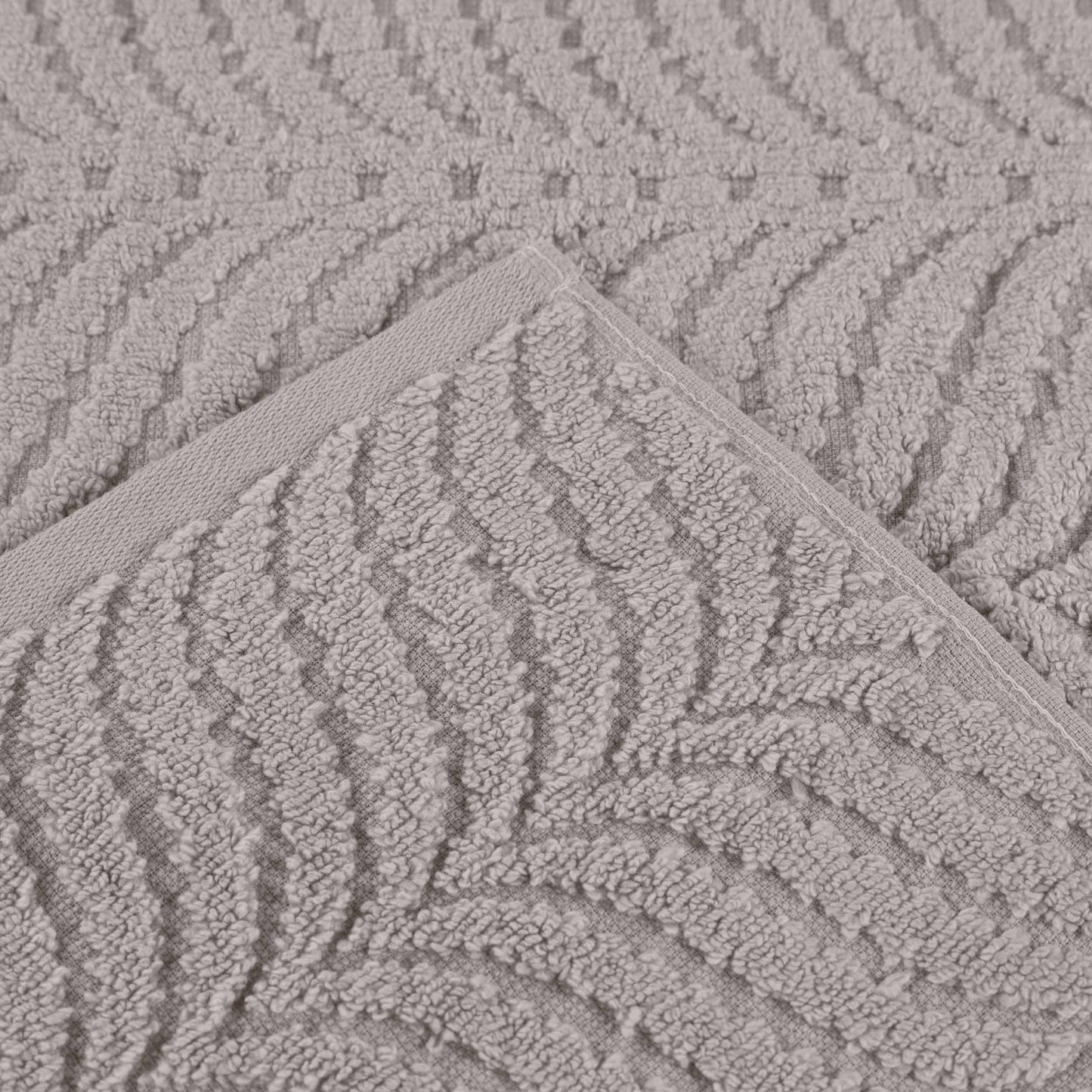 Chevron Zero Twist Solid and Jacquard Soft Cotton 6 Piece Towel Set - Platinum