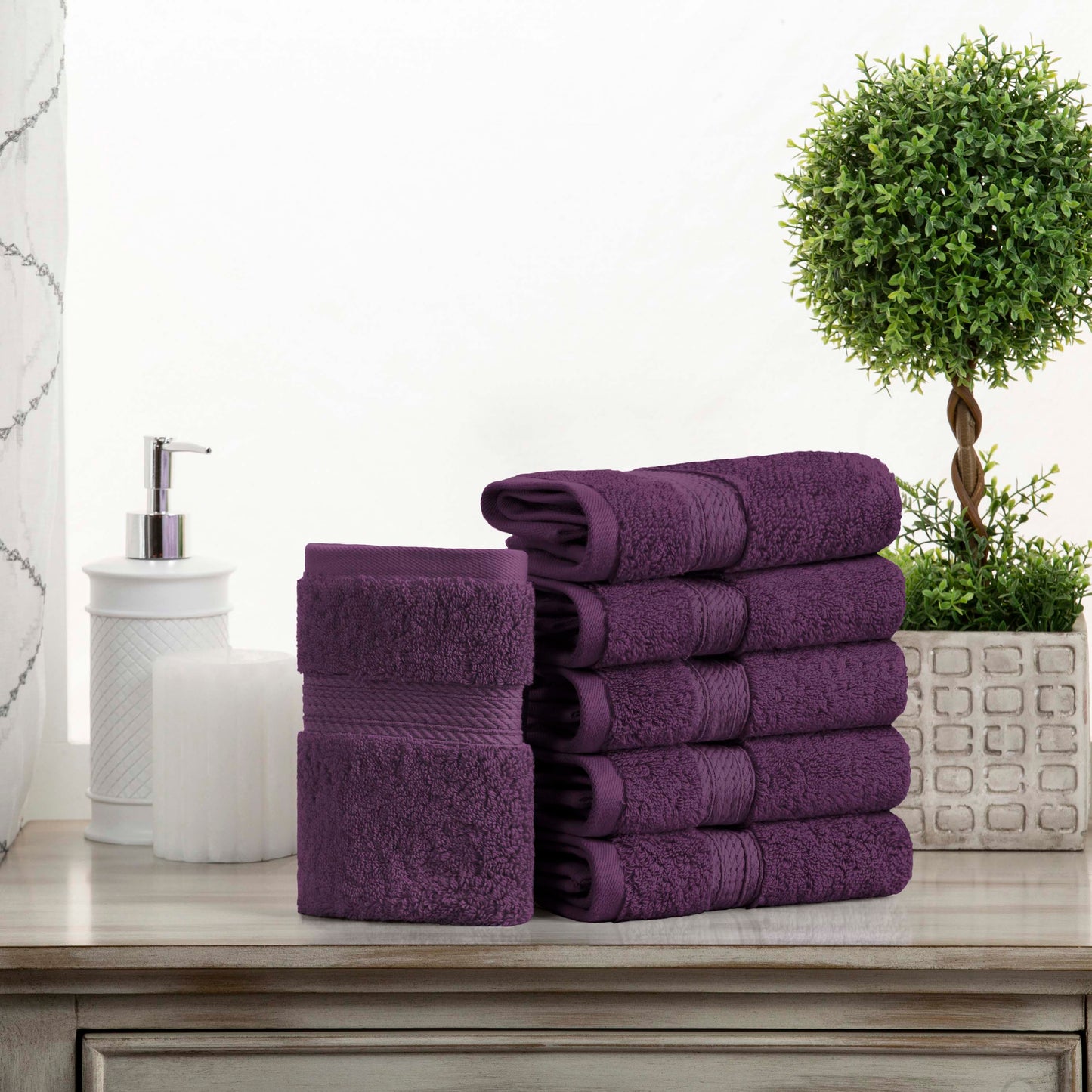 Madison Egyptian Cotton Pile Plush Heavyweight Face Towel Set of 6