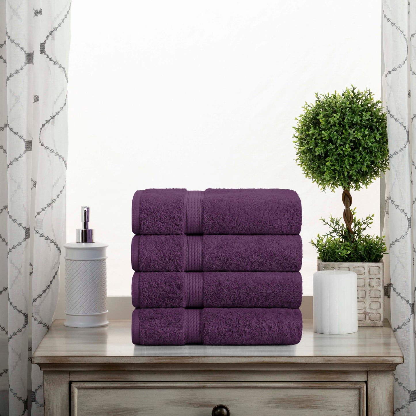 Madison Egyptian Cotton Pile Plush Heavyweight Hand Towel Set of 4