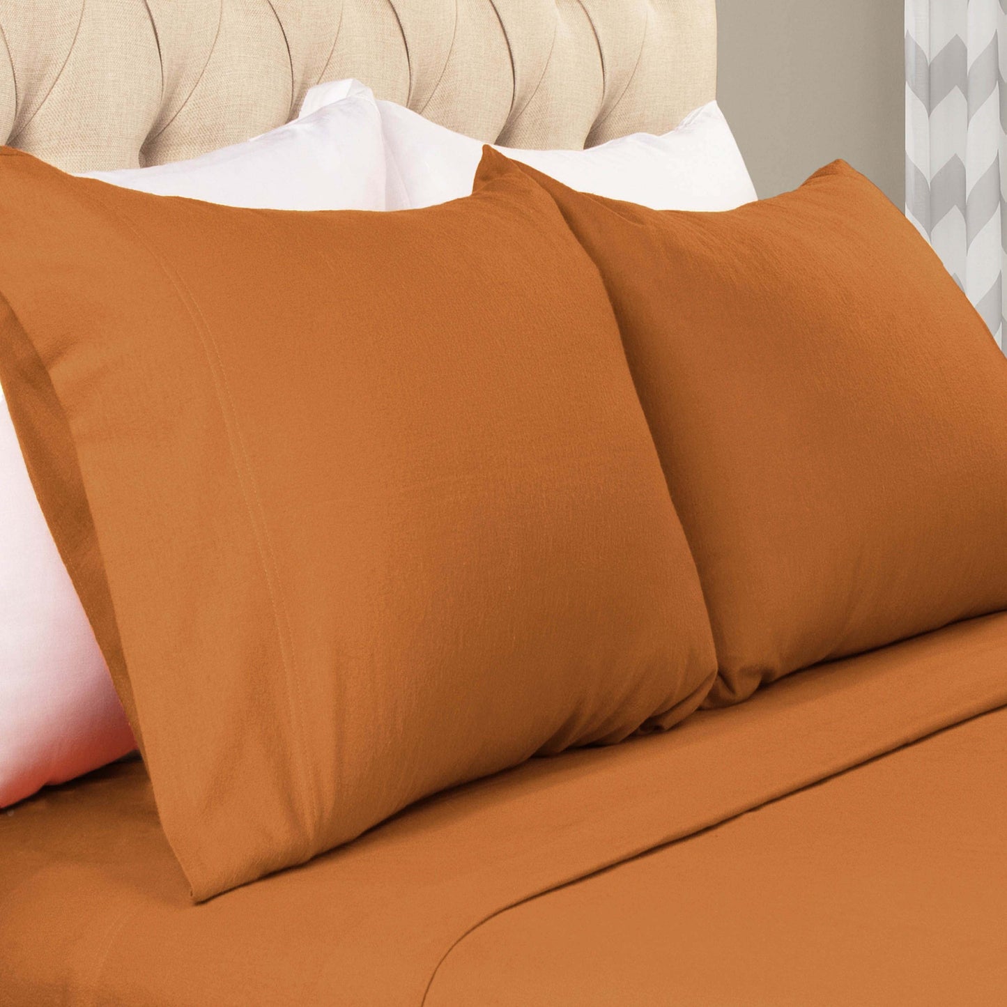 Cotton Flannel 2 Piece Pillowcase Set - Pumpkin