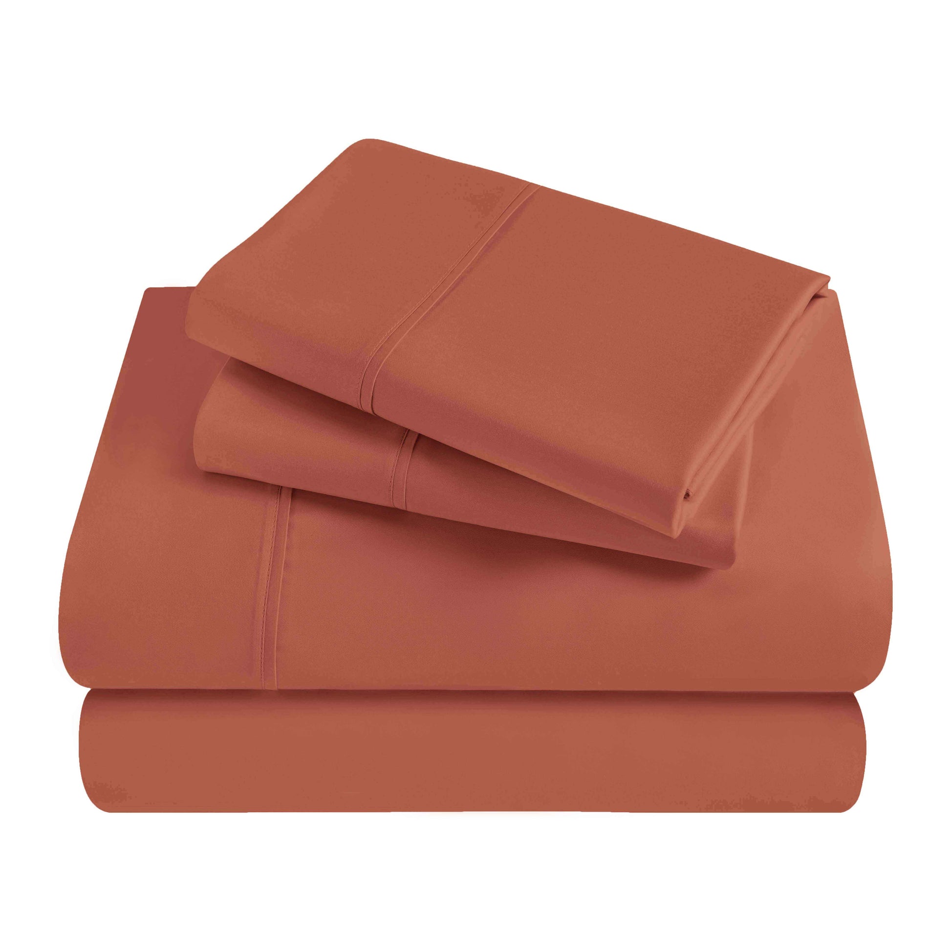 Egyptian Cotton 300 Thread Count Solid Deep Pocket Sheet Set - Pumpkin