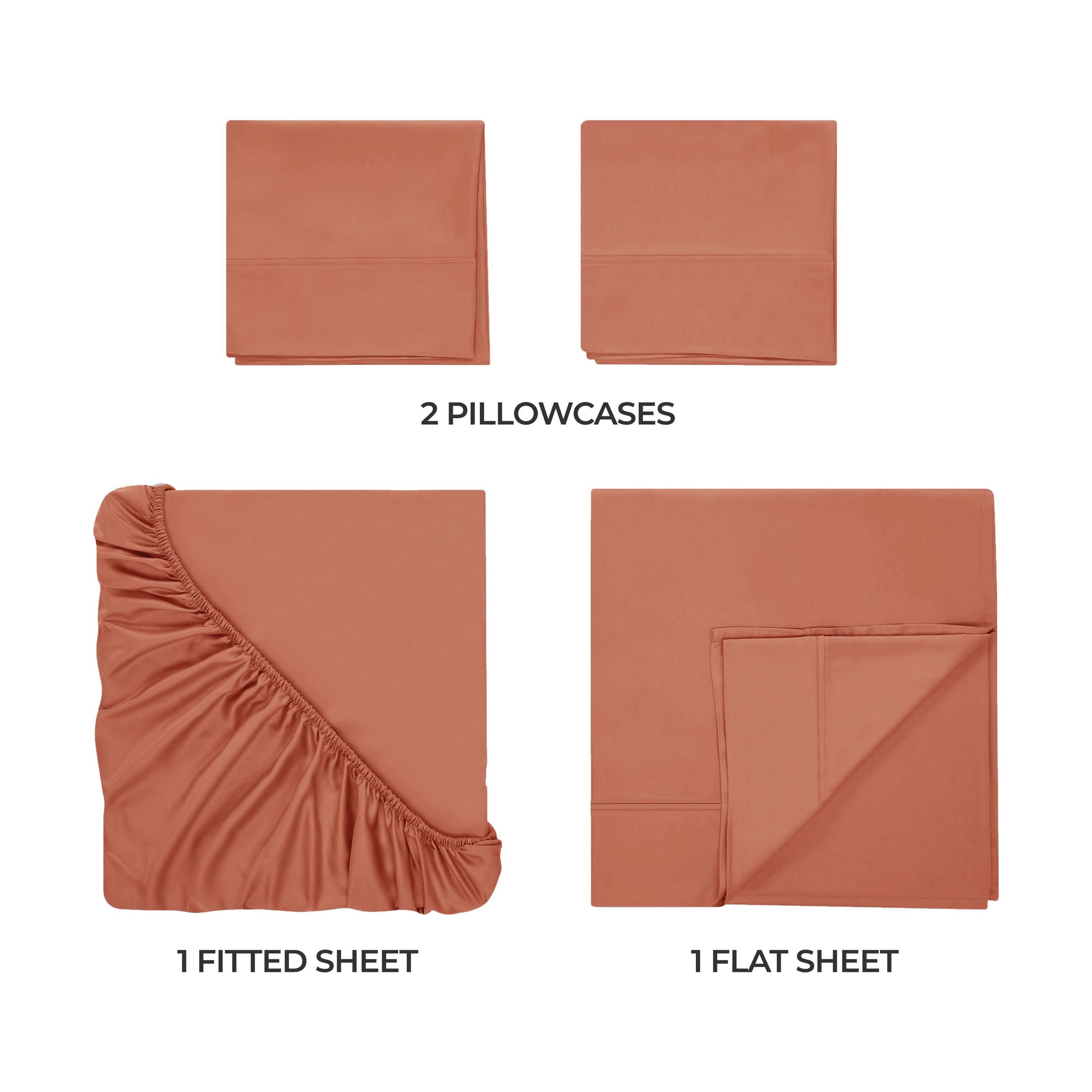 Egyptian Cotton 300 Thread Count Solid Deep Pocket Sheet Set - Pumpkin