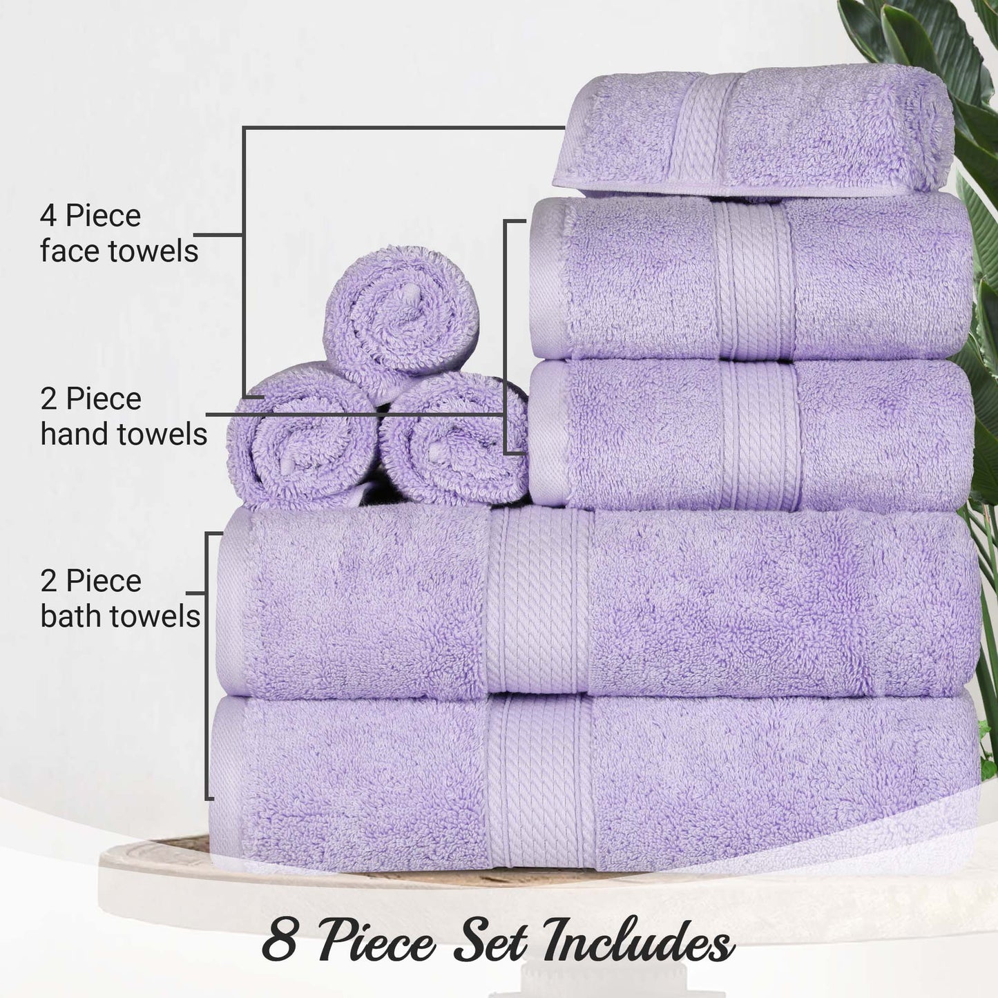 Madison Egyptian Cotton Pile Plush Heavyweight 8 Piece Towel Set