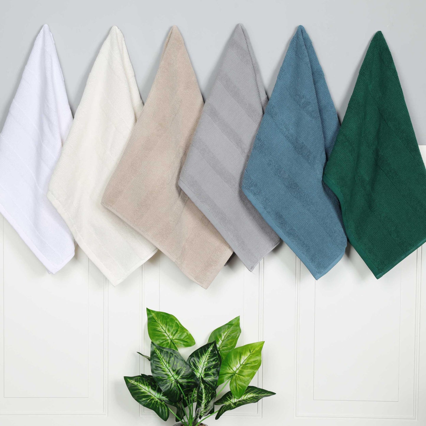 Ribbed Turkish Cotton 3-Piece Solid Quick-Dry Assorted Highly Absorbent Towel Set - White