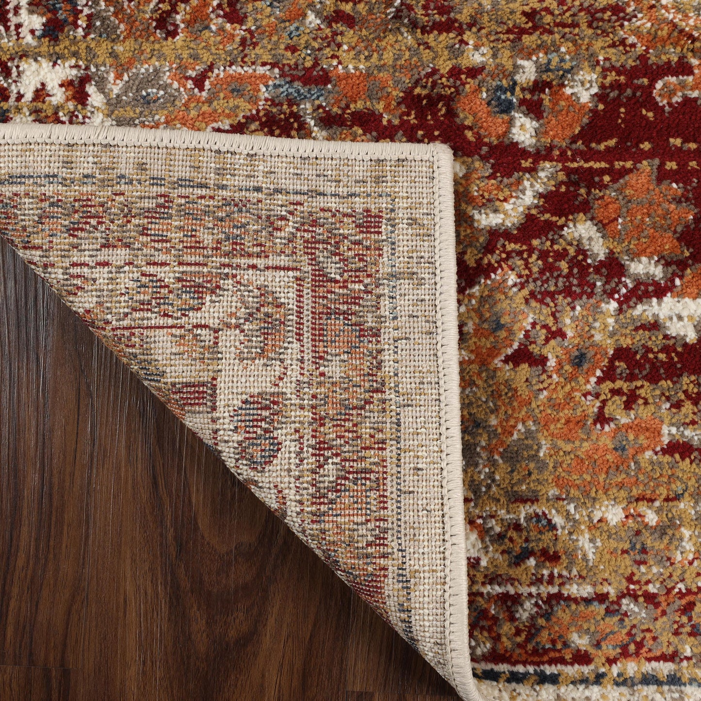 Superior Abena Traditional Medallion Indoor Area Rug or Runner - Rust-Cream