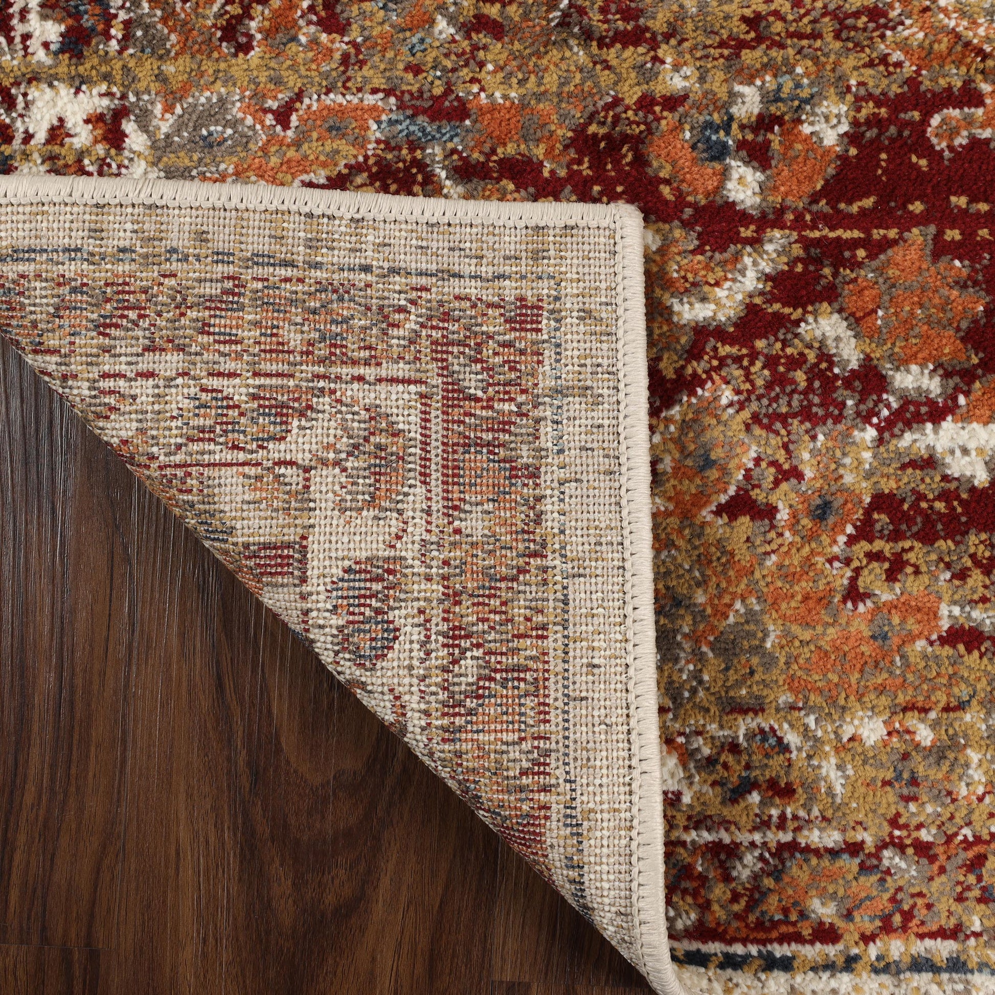Superior Abena Traditional Medallion Indoor Area Rug or Runner - Rust-Cream