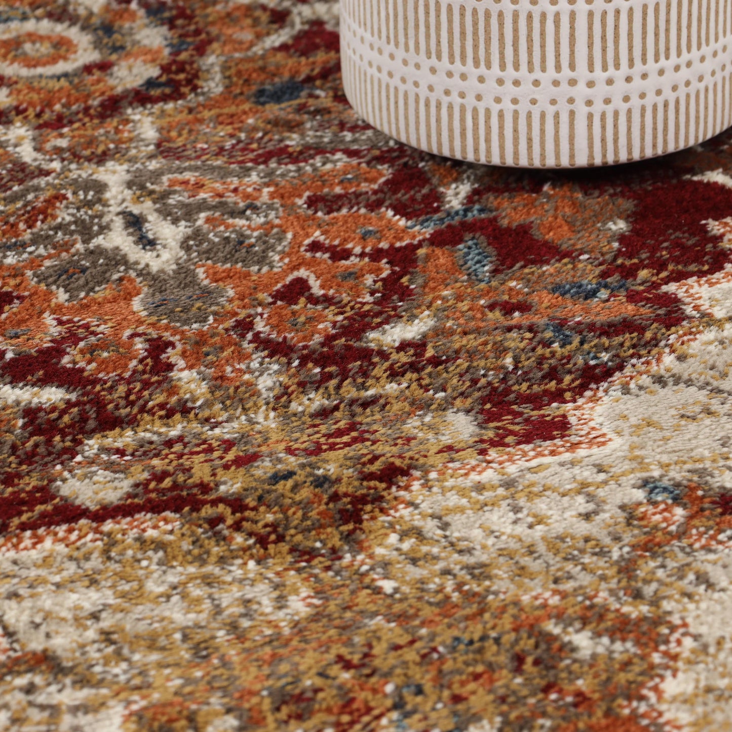 Superior Abena Traditional Medallion Indoor Area Rug or Runner - Rust-Cream