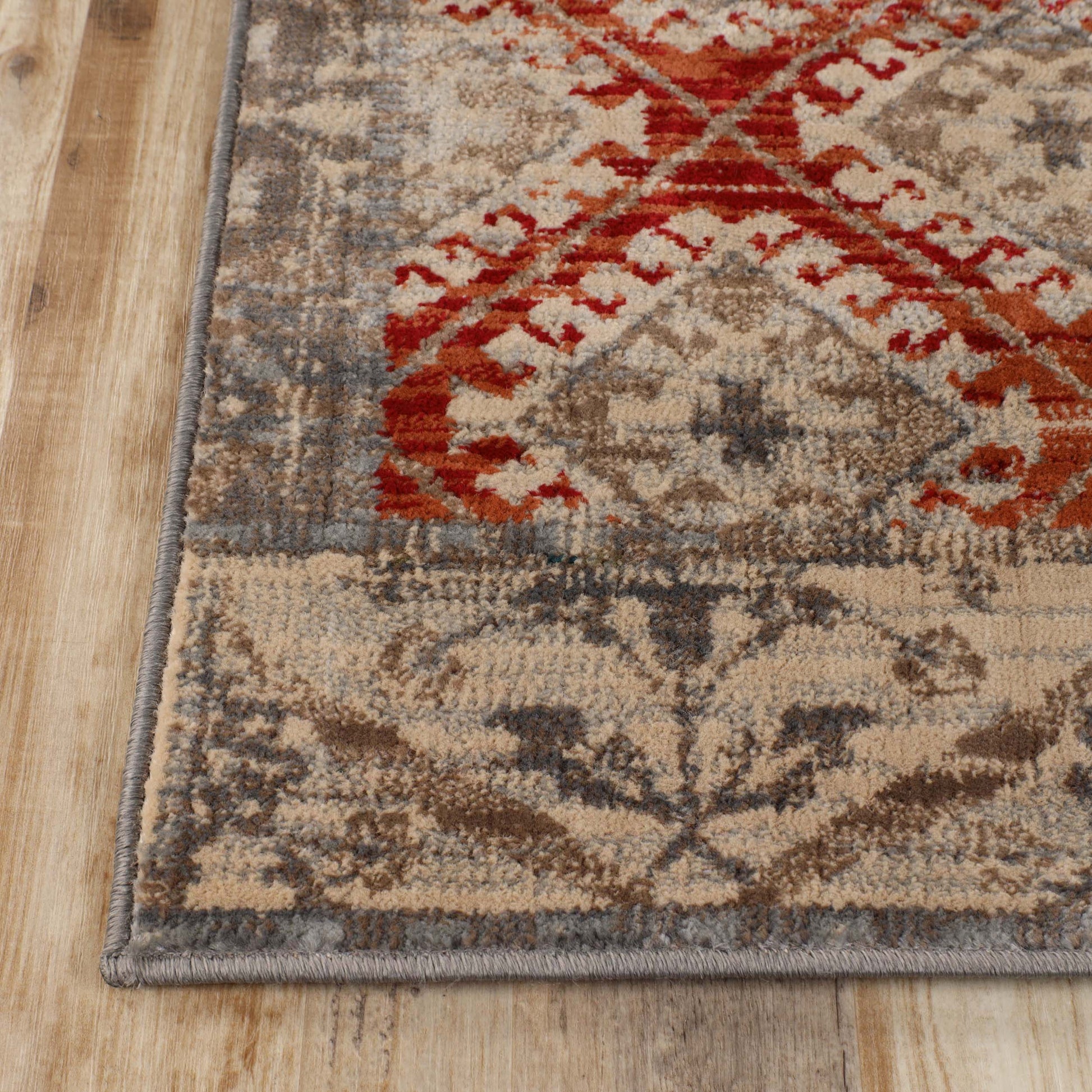 Superior Distressed Patchwork Medallion Lattice Area Rug Or Runner Or Door Mat - Grey