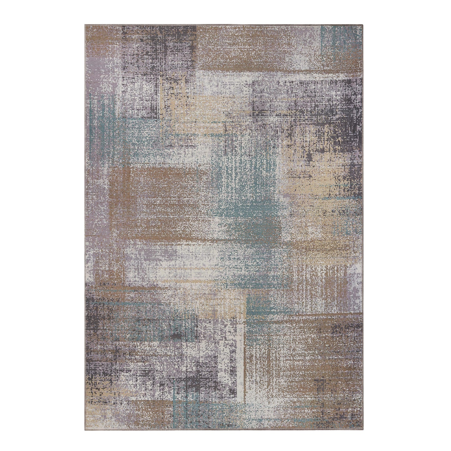 Ara Brushed Patchwork Non-Slip Washable Indoor Area Rug or Runner - Taupe