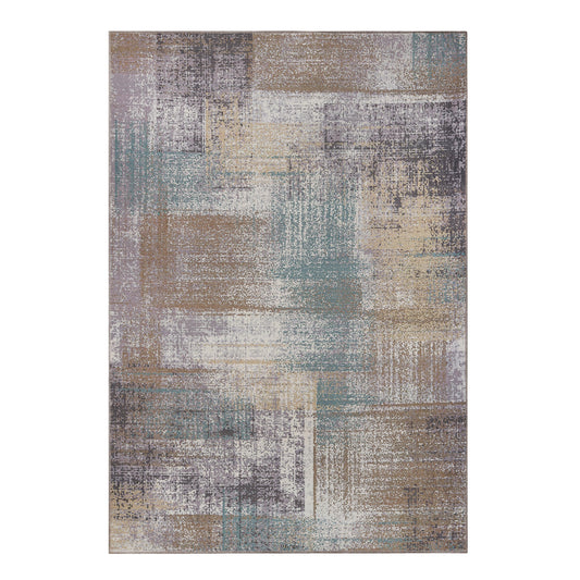 Ara Brushed Patchwork Non-Slip Washable Indoor Area Rug or Runner - Taupe