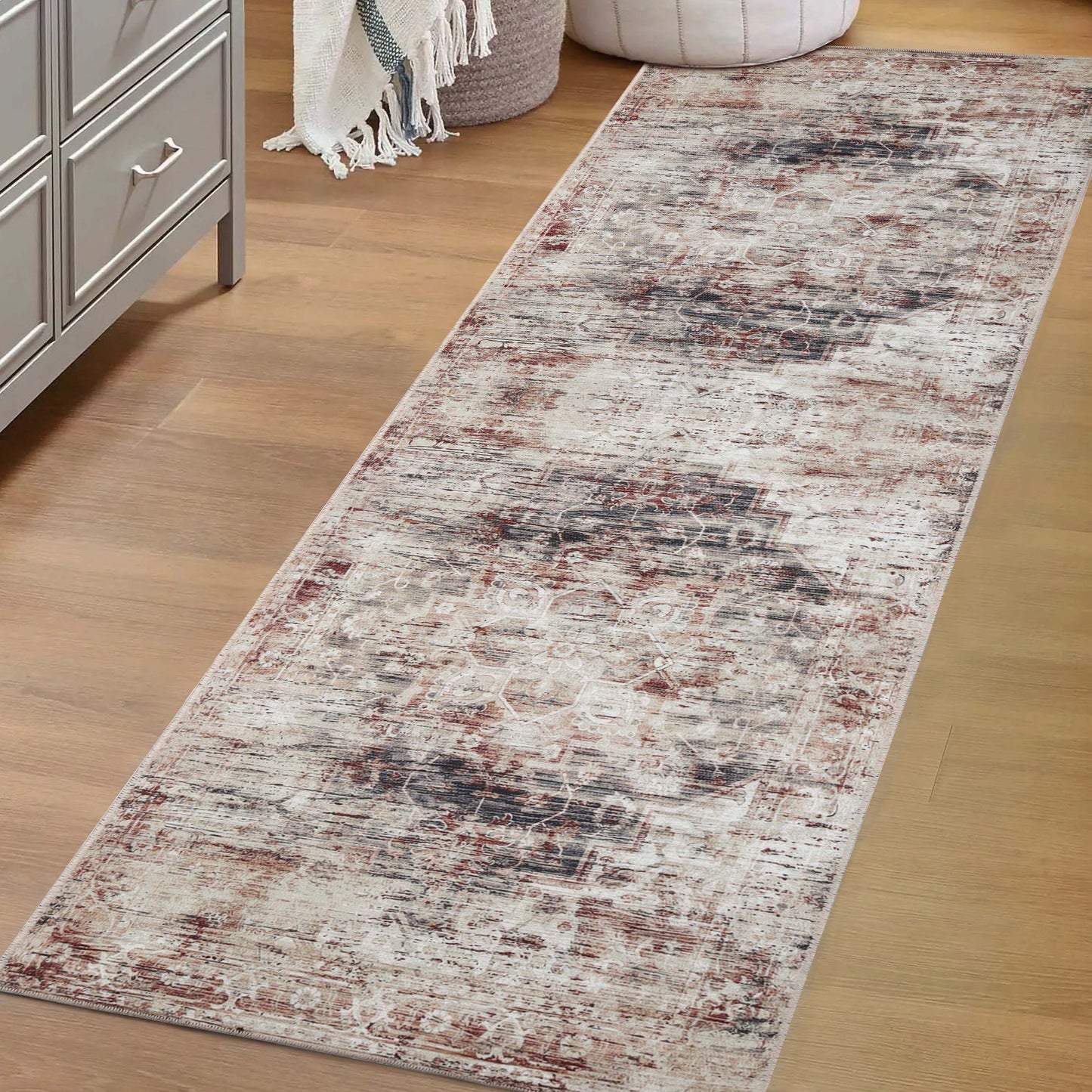 Canary Vintage Medallion Machine Washable Indoor Area Rugs or Runner