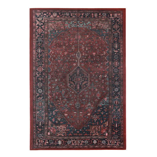 Cardinal Floral Medallion Machine Washable Indoor Area Rug or Runner