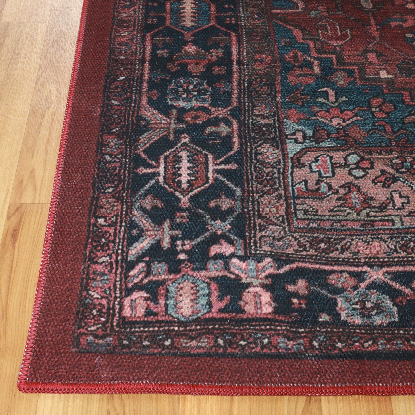 Cardinal Floral Medallion Machine Washable Indoor Area Rug or Runner