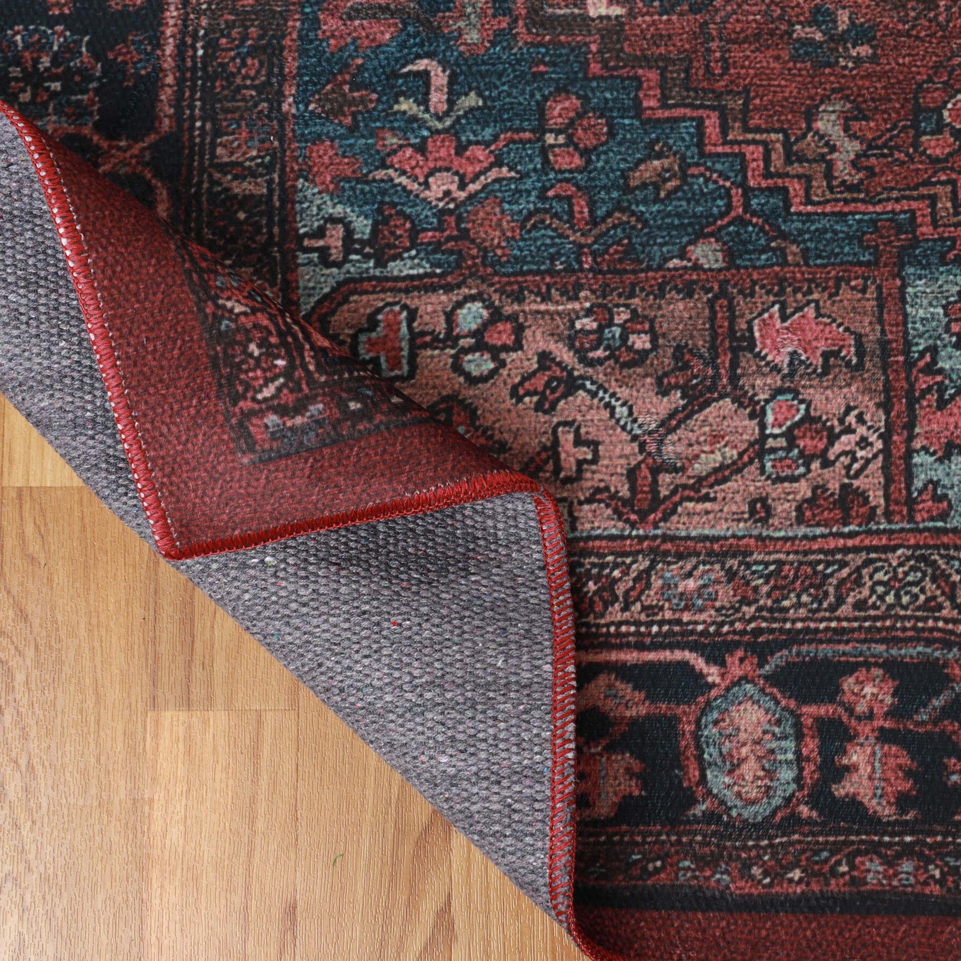 Cardinal Floral Medallion Machine Washable Indoor Area Rug or Runner