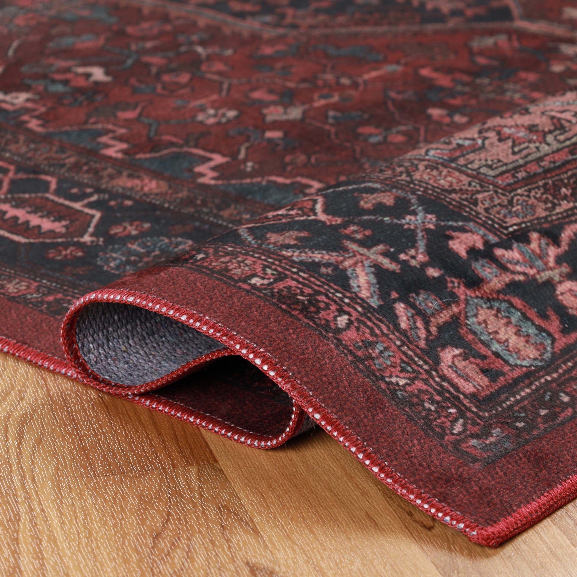 Cardinal Floral Medallion Machine Washable Indoor Area Rug or Runner