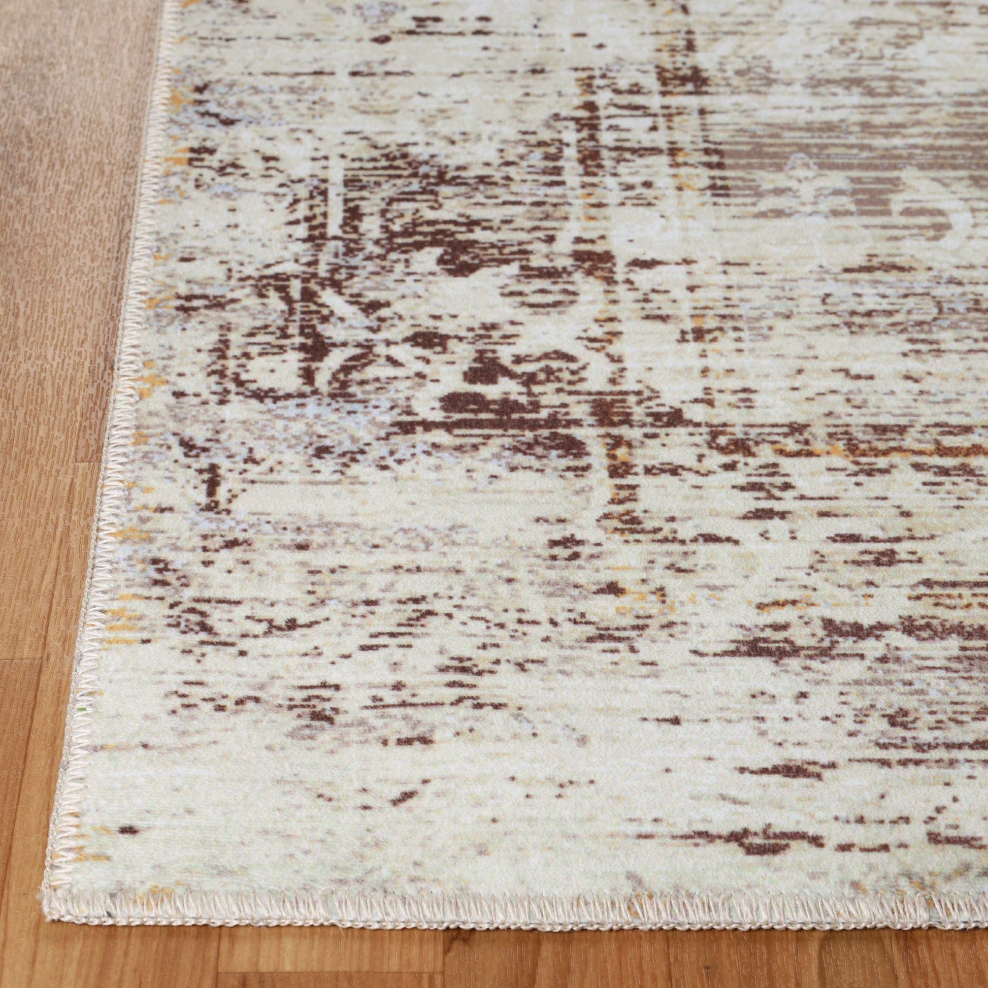 Dove Faded Medallion Machine Washable Indoor Area Rug or Runner Rug