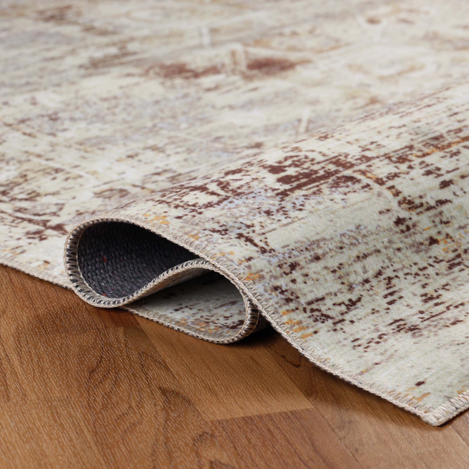 Dove Faded Medallion Machine Washable Indoor Area Rug or Runner Rug