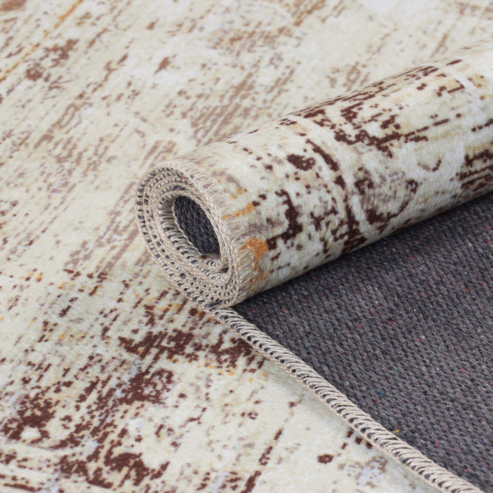Dove Faded Medallion Machine Washable Indoor Area Rug or Runner Rug