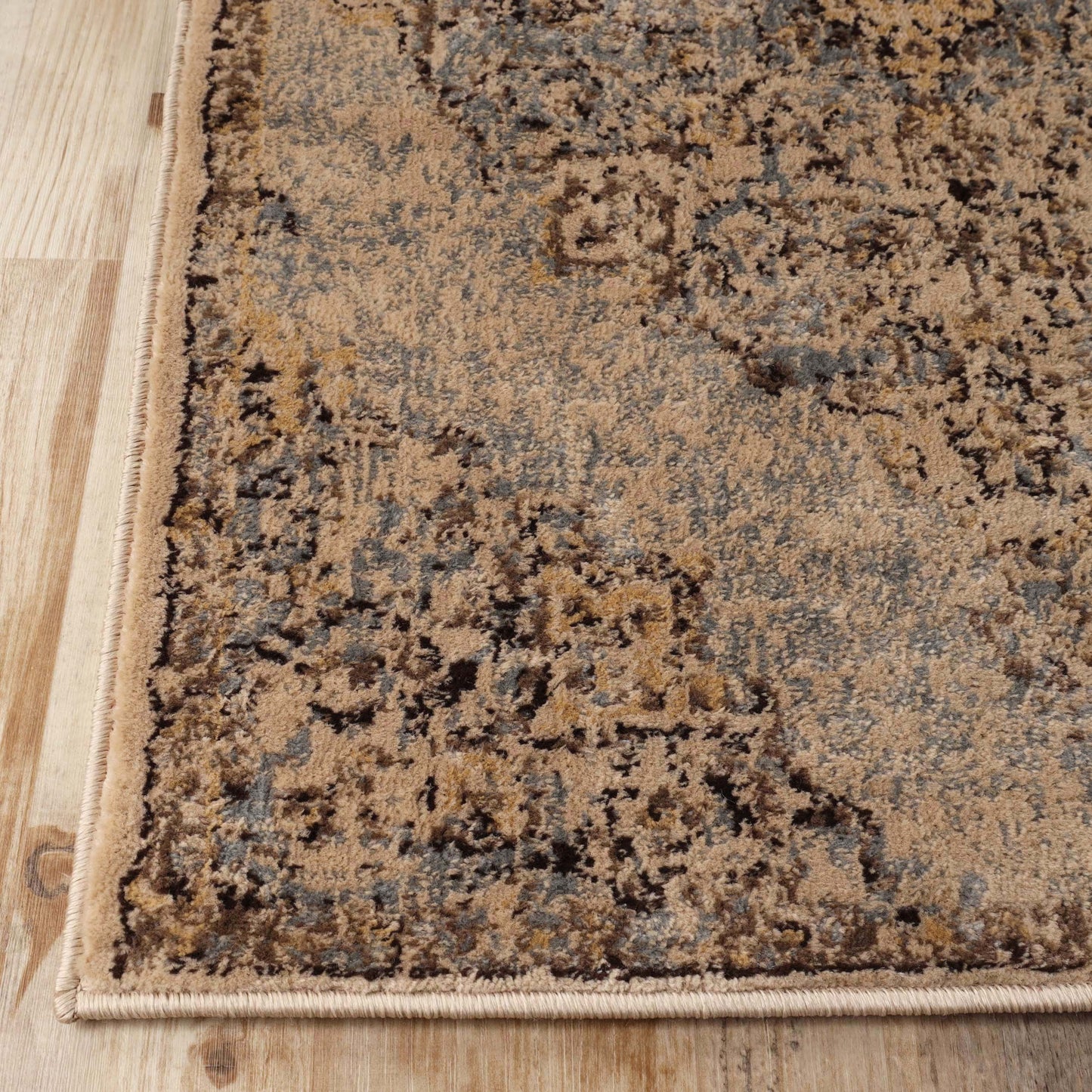 Superior Distressed Traditional Medallion Damask Area Rug Or Runner Or Door Mat - Ivory/Grey