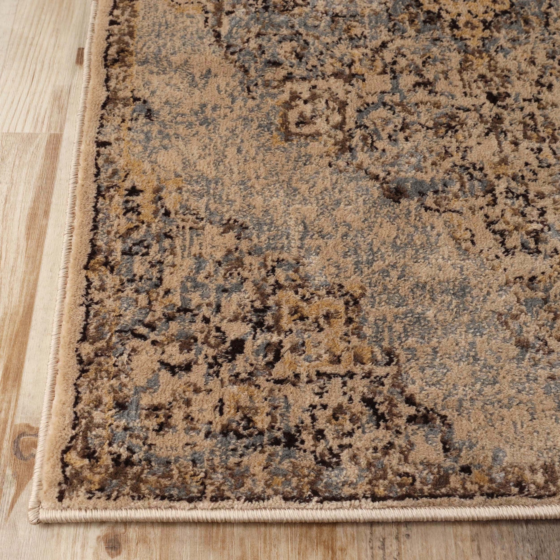 Superior Distressed Traditional Medallion Damask Area Rug Or Runner Or Door Mat - Ivory/Grey