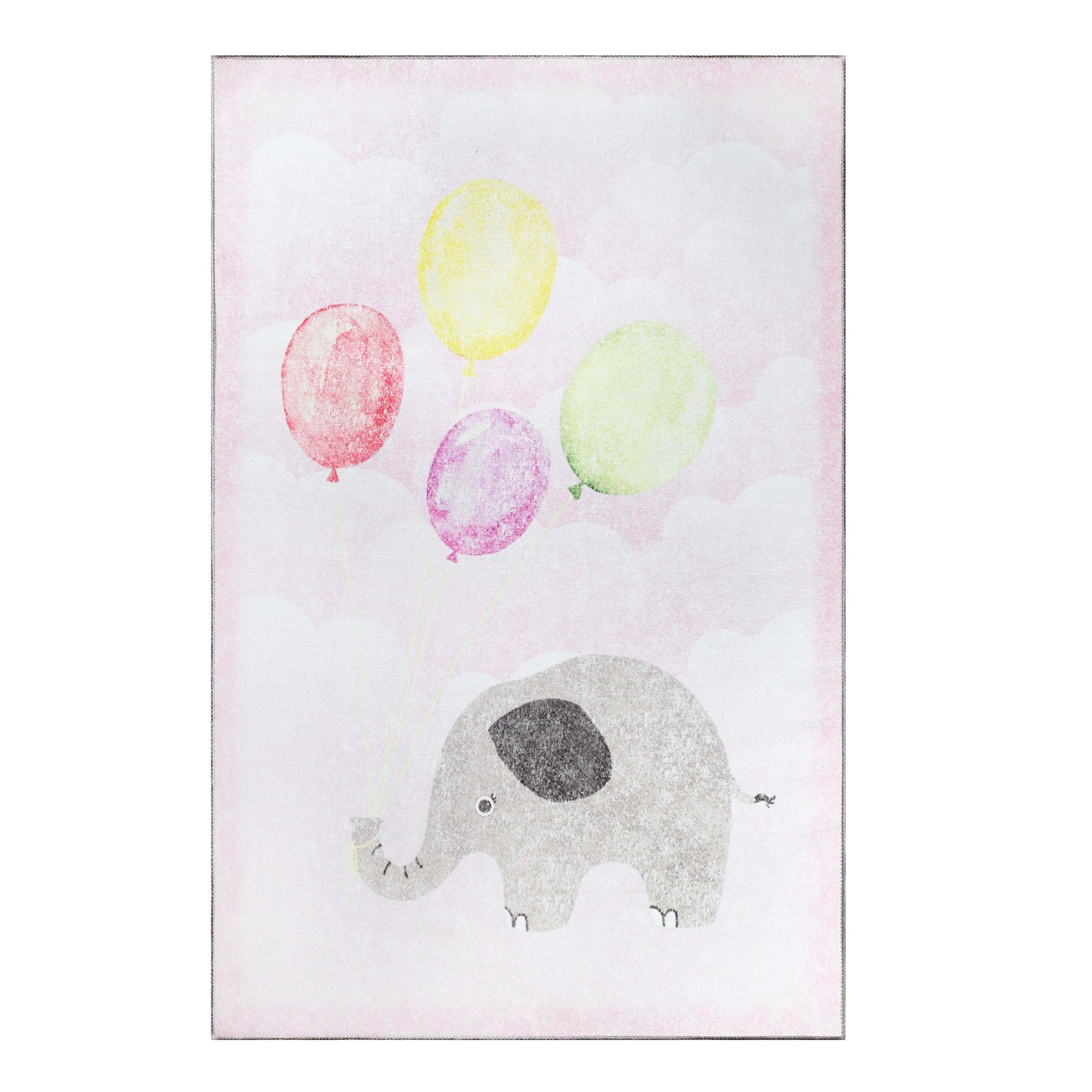 Superior Nursery Elephant Flatweave Indoor Area Rug - Soft Pink