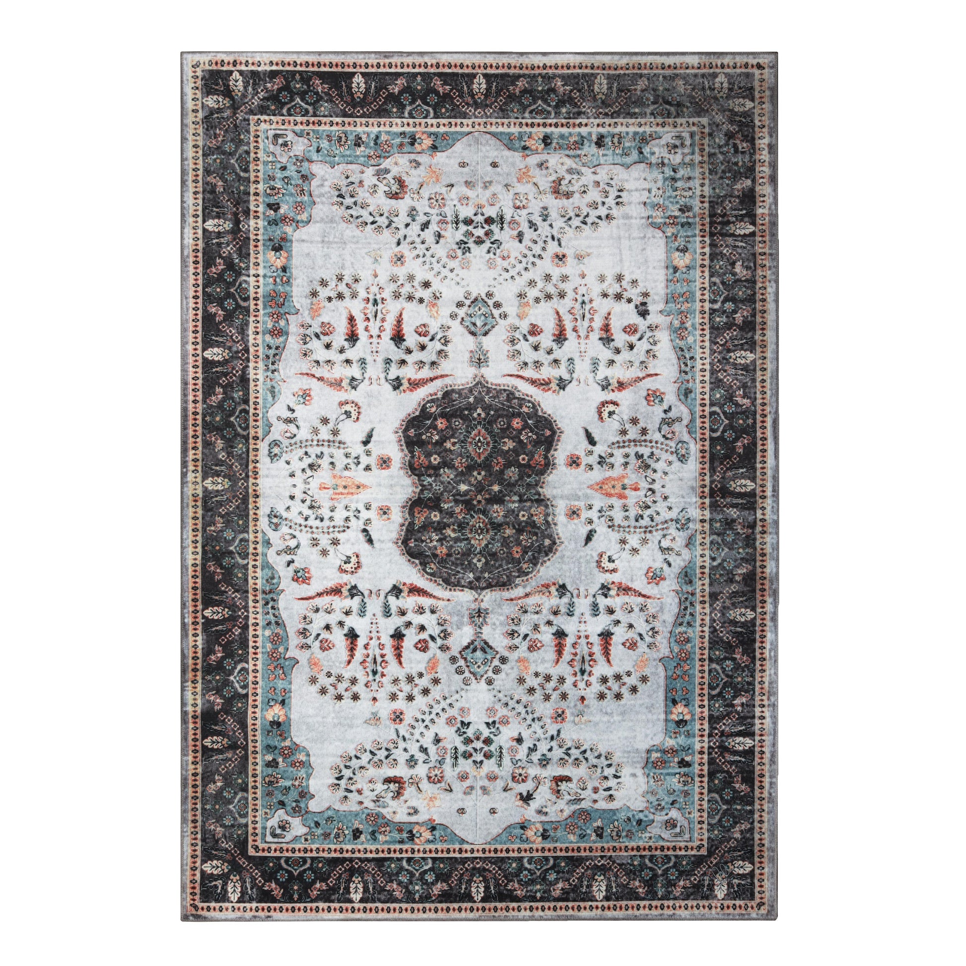 Sparrow Classic Medallion Machine Washable Indoor Area Rug or Runner - Cream