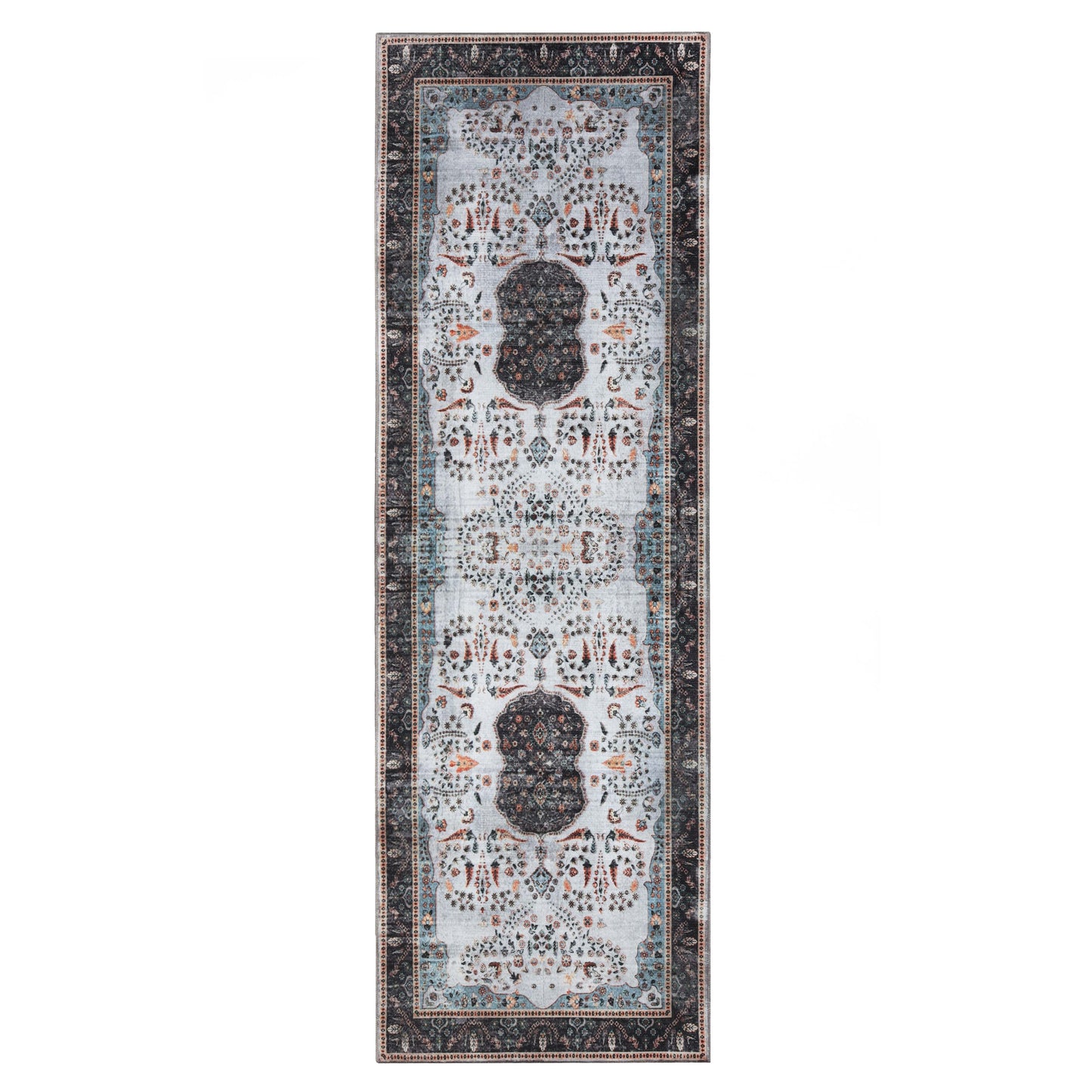 Sparrow Classic Medallion Machine Washable Indoor Area Rug or Runner - Cream