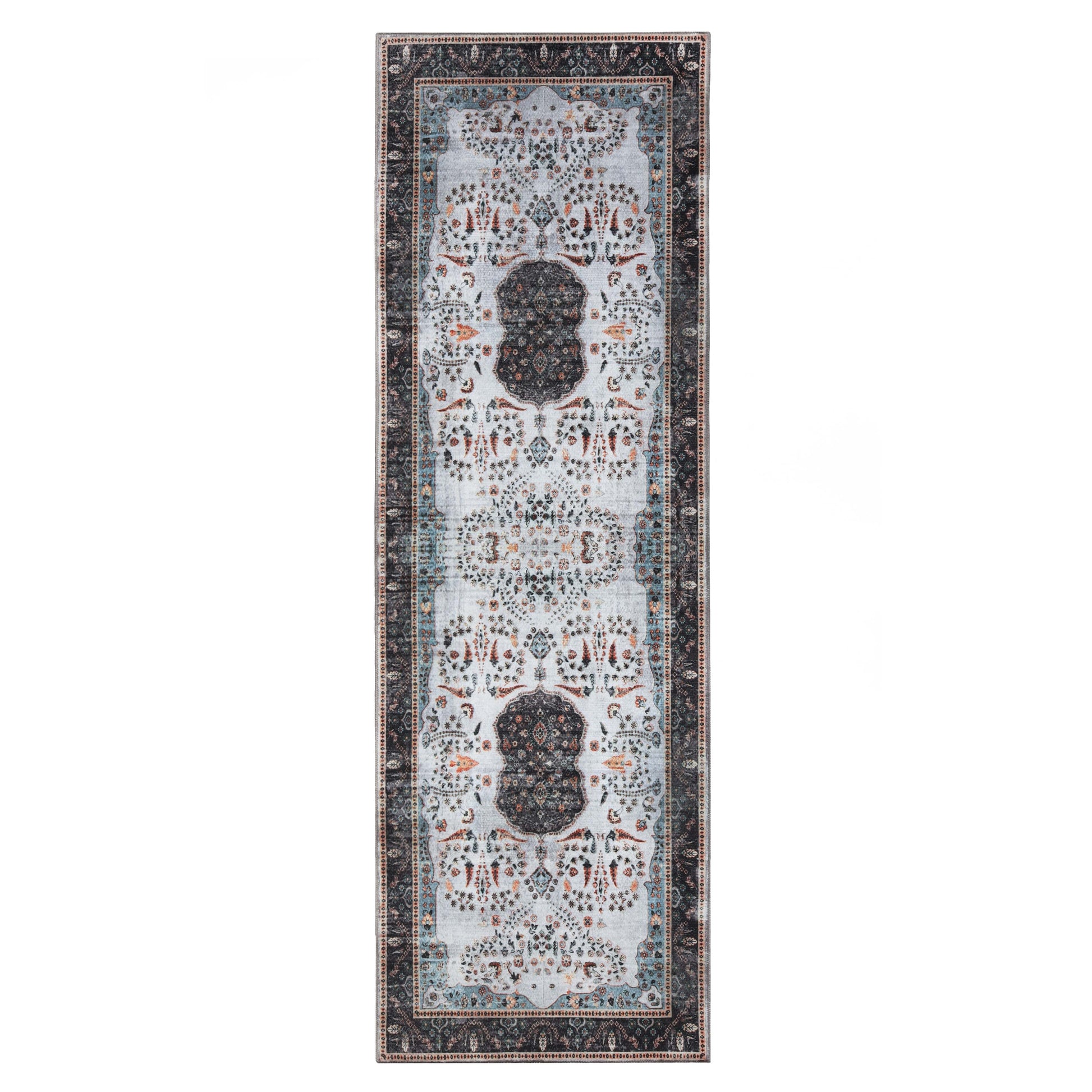 Sparrow Classic Medallion Machine Washable Indoor Area Rug or Runner - Cream