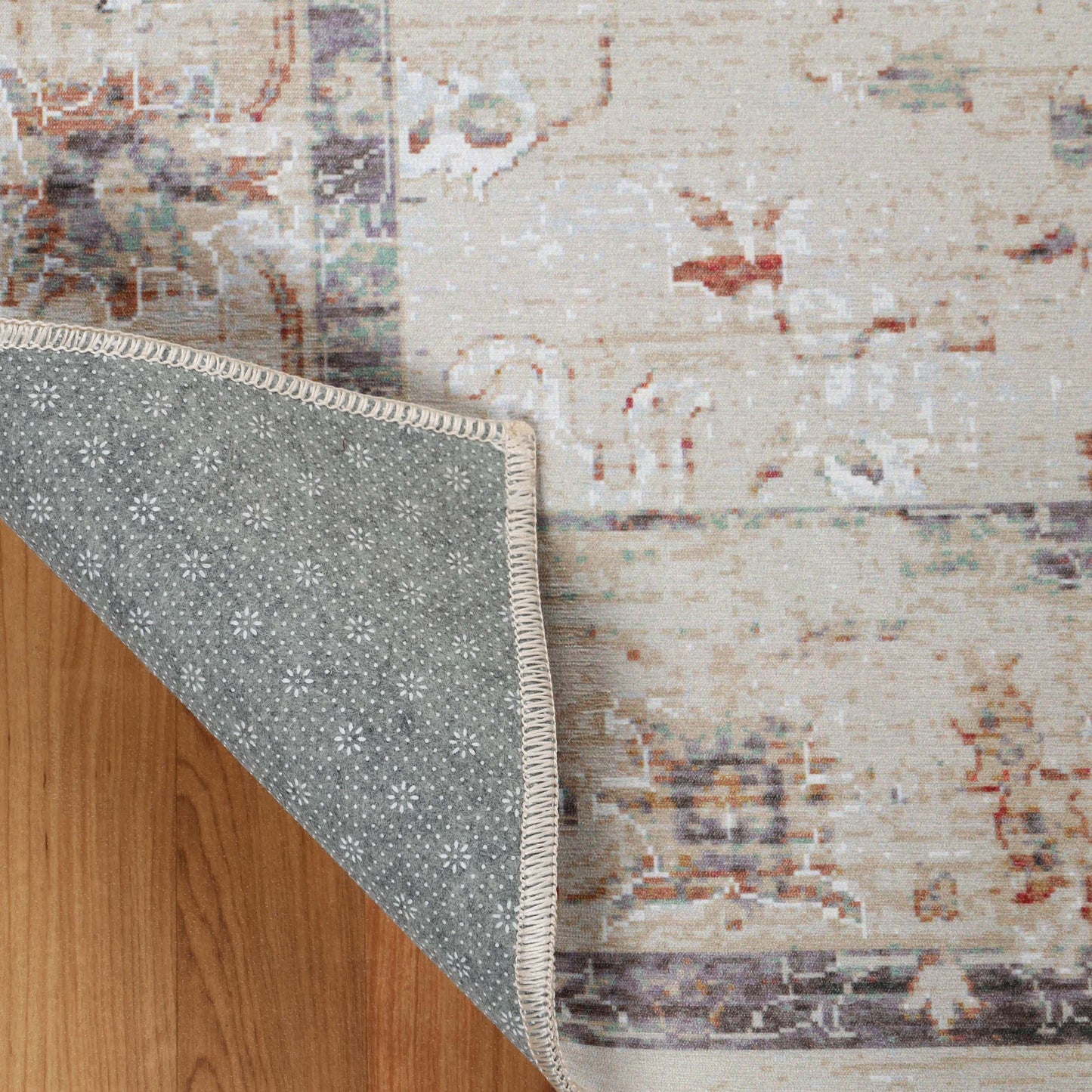 Swan Floral Scroll Non-Slip Machine Washable Indoor Area Rug or Runner