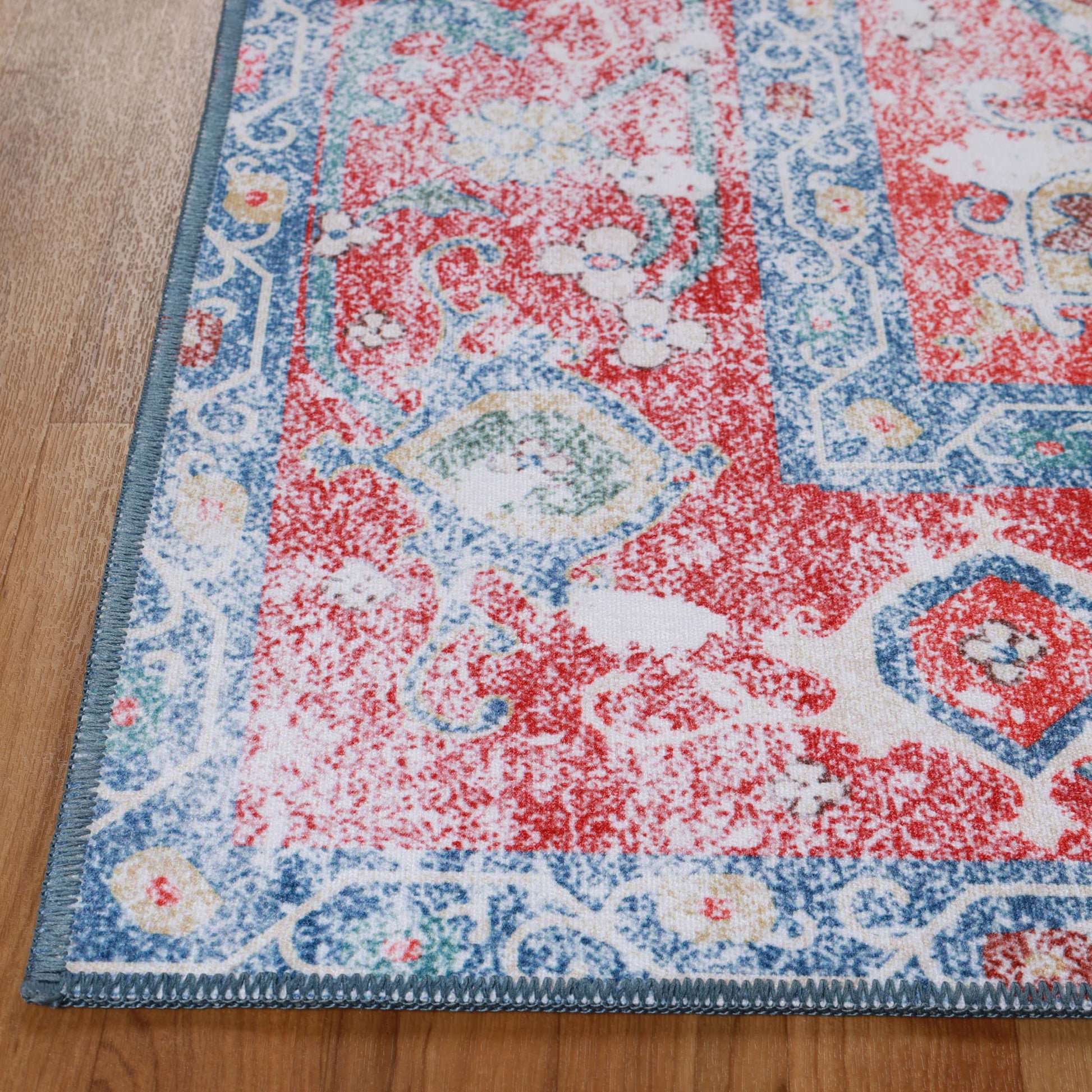 Tanager Rustic Medallion Non-Slip Washable Indoor Area Rug or Runner
