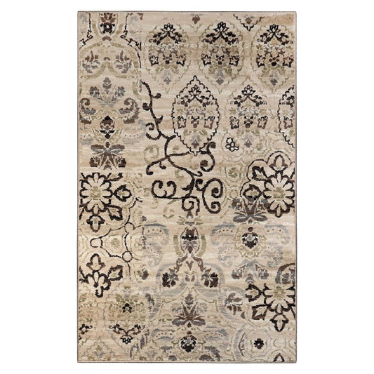 Superior Caldwell Modern Floral Damask Indoor Area Rug or Runner Rug Or Door Mat - Beige