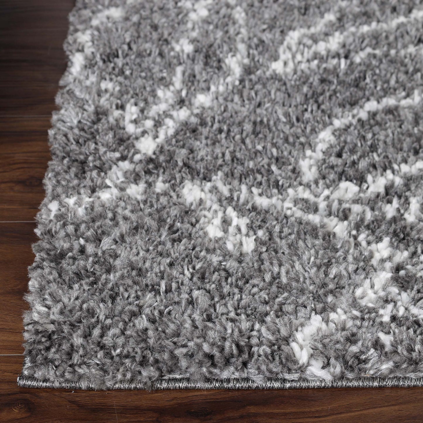 Superior Botanical Indoor Plush Shag Transitional Area Rug - Cream-Grey