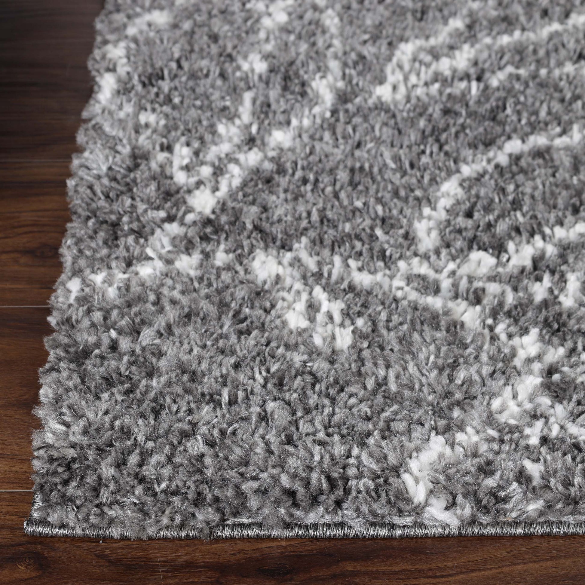 Superior Botanical Indoor Plush Shag Transitional Area Rug - Cream-Grey