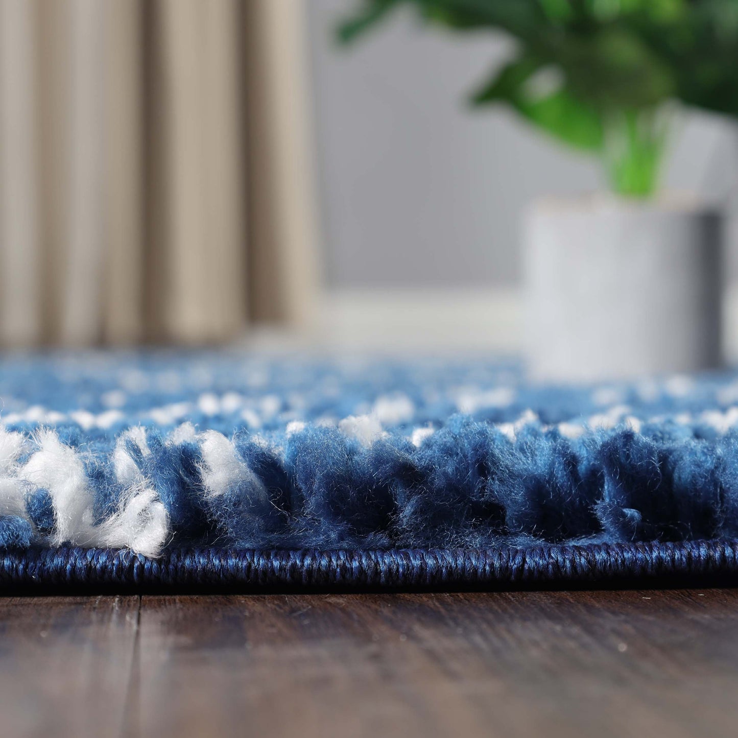 Superior Botanical Indoor Plush Shag Transitional Area Rug - Cream-Blue