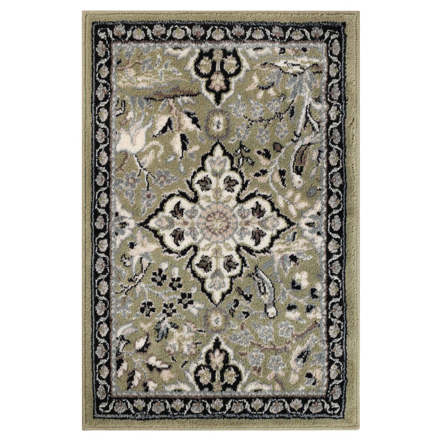 Radcliffe Traditional Floral Medallion Indoor Area Rug or Runner Rug - Green