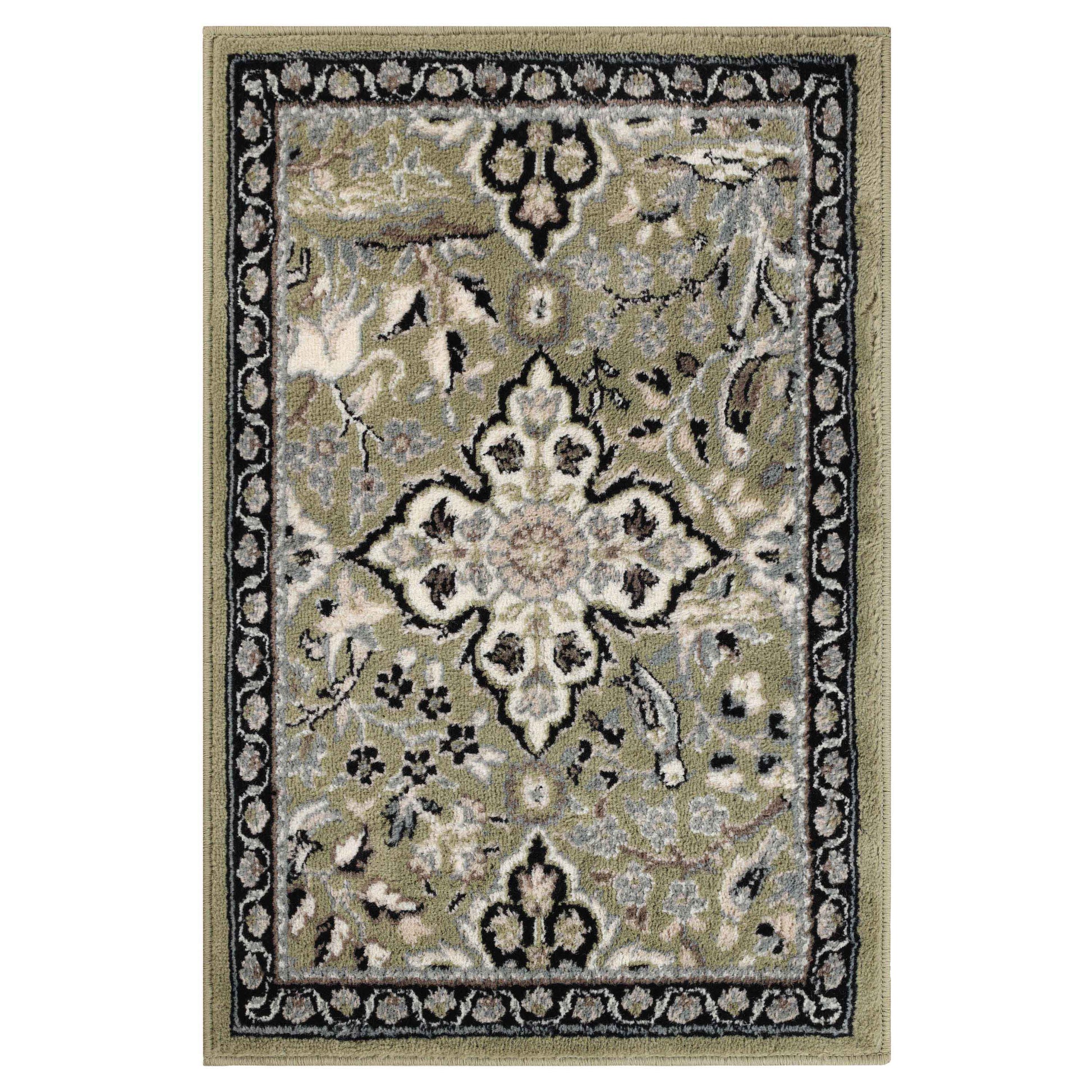 Radcliffe Traditional Floral Medallion Indoor Area Rug or Runner Rug - Green