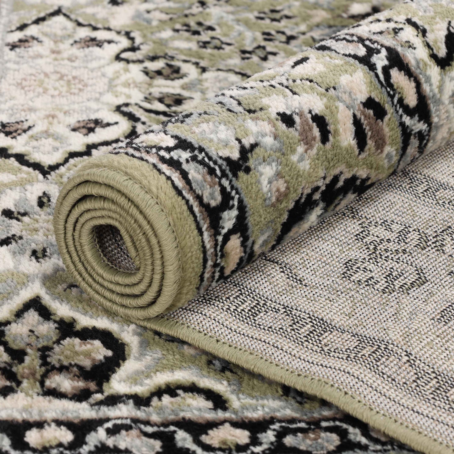 Radcliffe Traditional Floral Medallion Indoor Area Rug or Runner Rug - Green