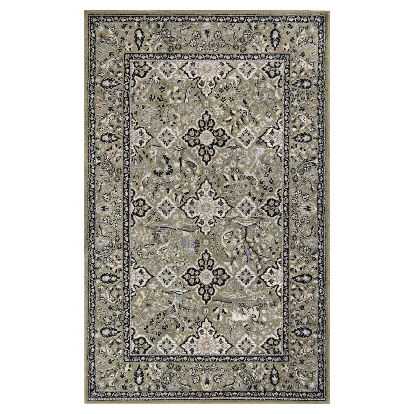 Radcliffe Traditional Floral Medallion Indoor Area Rug or Runner Rug - Green