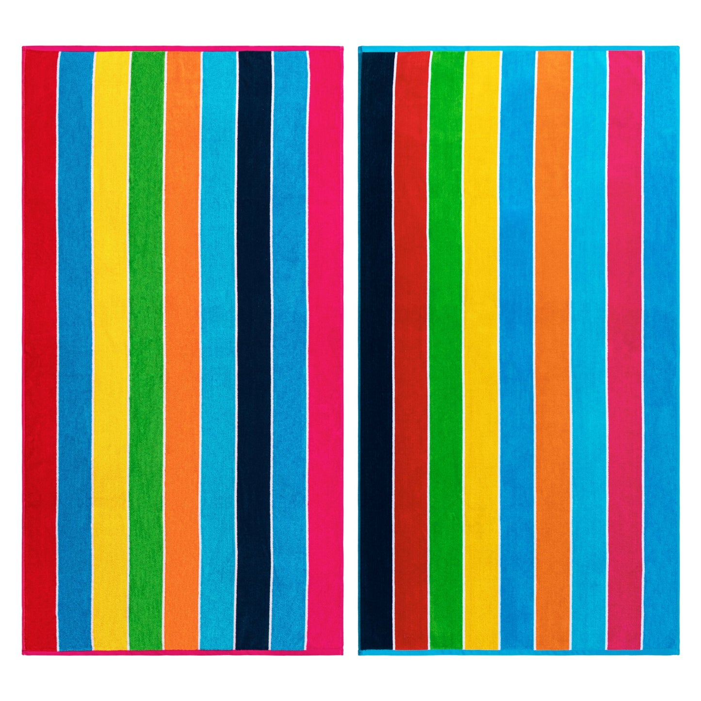 Superior Rainbow Stripes Egyptian Cotton Oversized Beach Towel Set - Rainbow