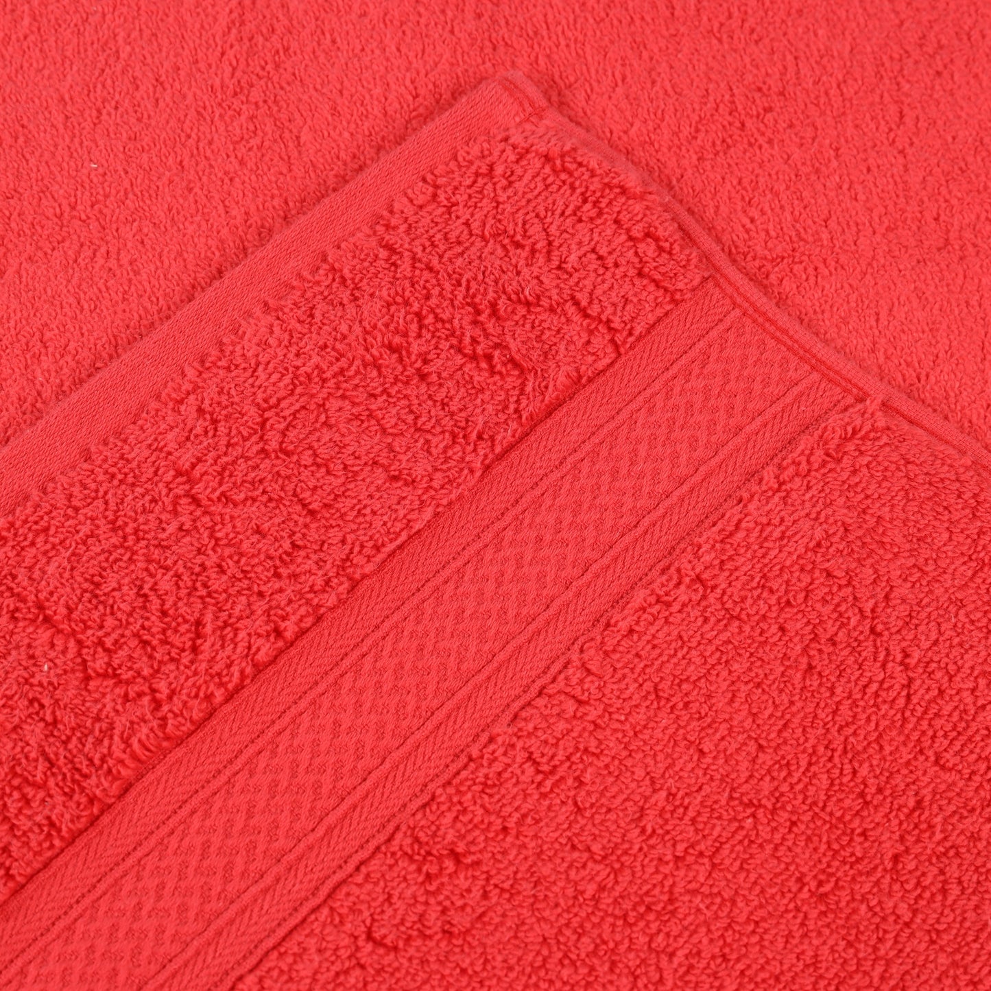 Chevron Zero Twist Solid and Jacquard Soft Cotton 6 Piece Towel Set - Red