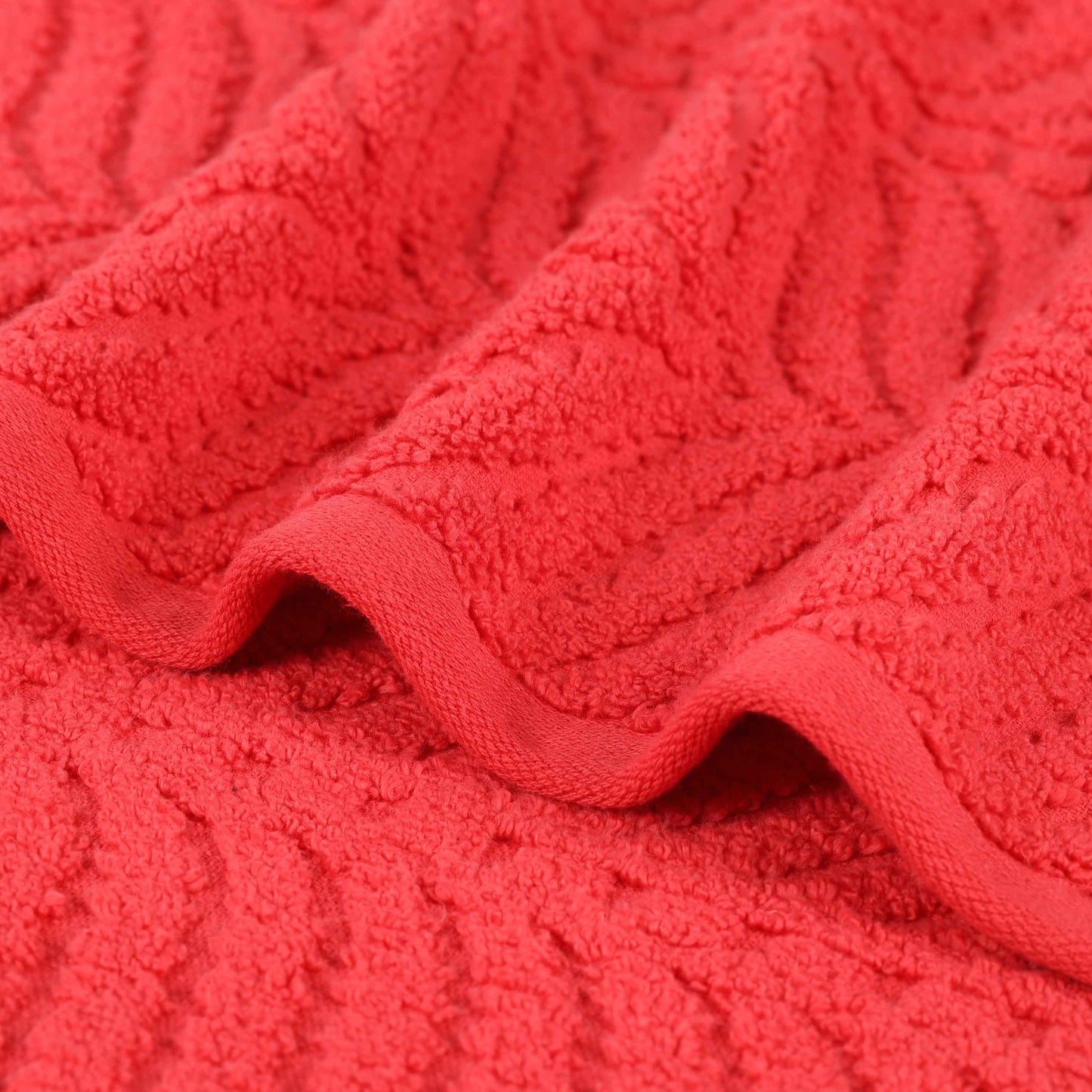 Chevron Zero Twist Solid and Jacquard Soft Cotton 6 Piece Towel Set - Red