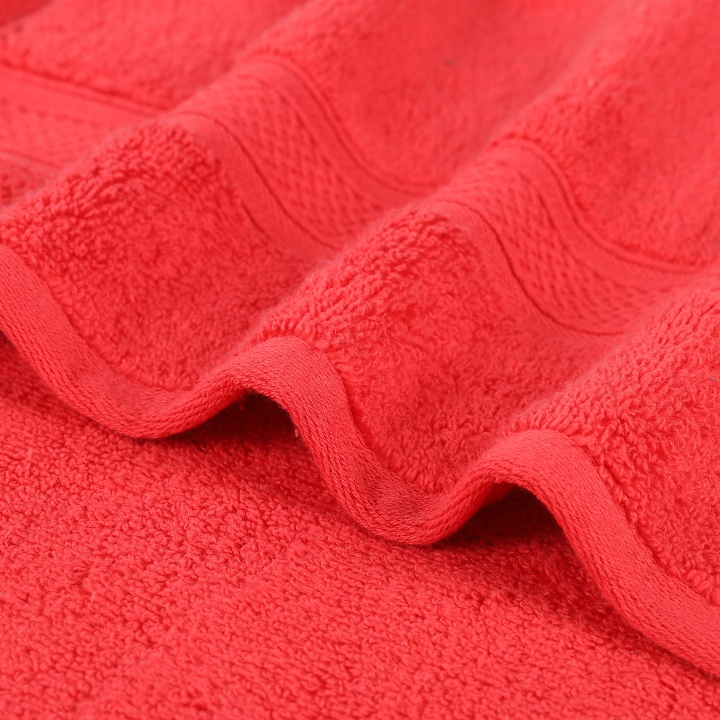 Chevron Zero Twist Solid and Jacquard Soft Cotton 6 Piece Towel Set - Red
