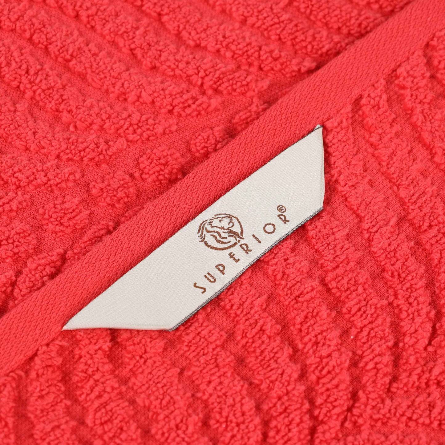 Chevron Zero Twist Solid and Jacquard Soft Cotton Bath Sheet Set of 2 - Red