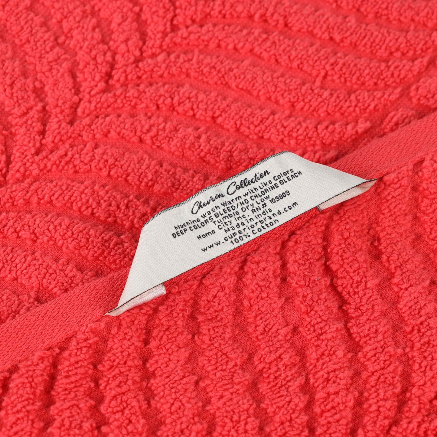 Chevron Zero Twist Solid and Jacquard Soft Cotton Bath Sheet Set of 2 - Red