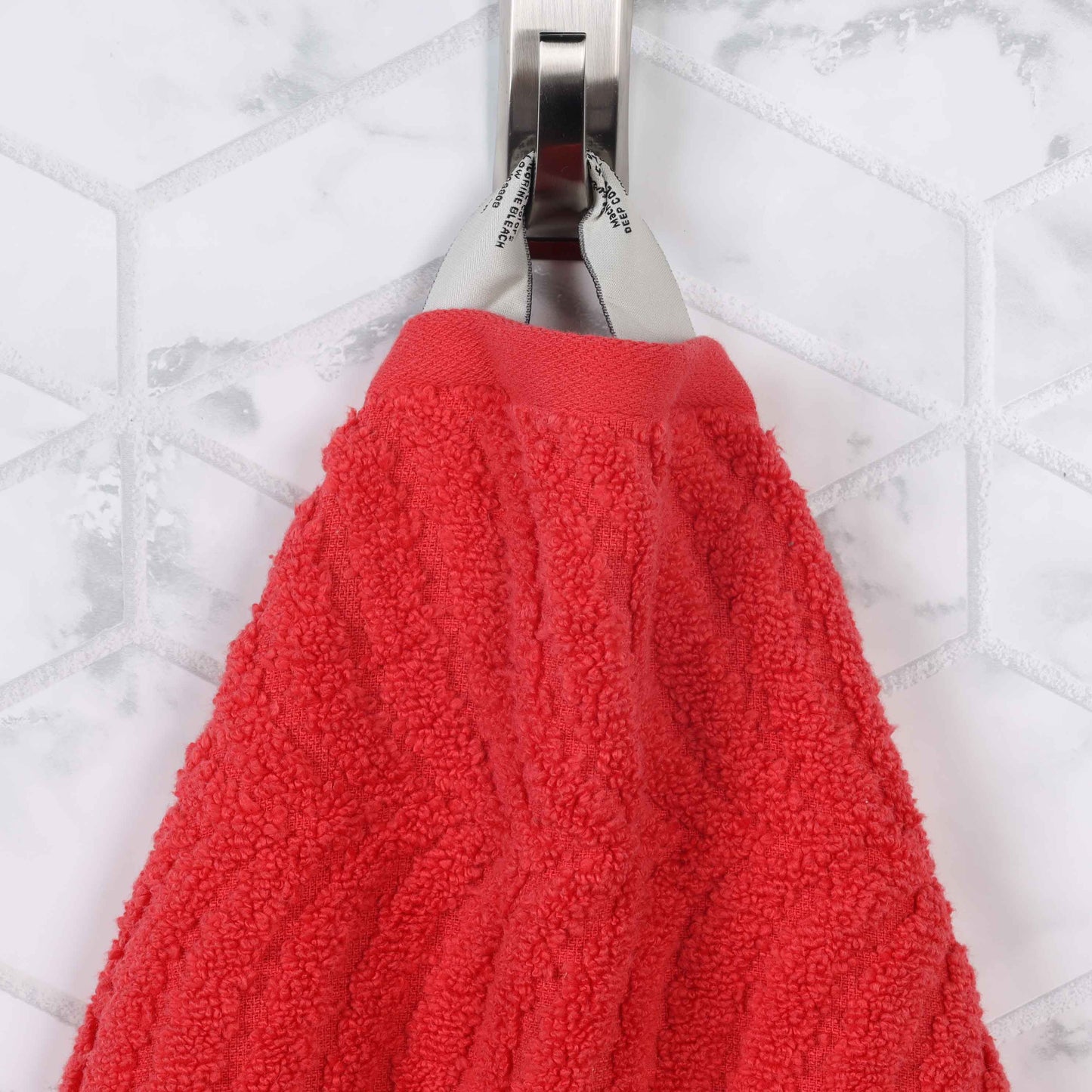 Chevron Zero Twist Solid and Jacquard Soft Cotton 6 Piece Towel Set - Red