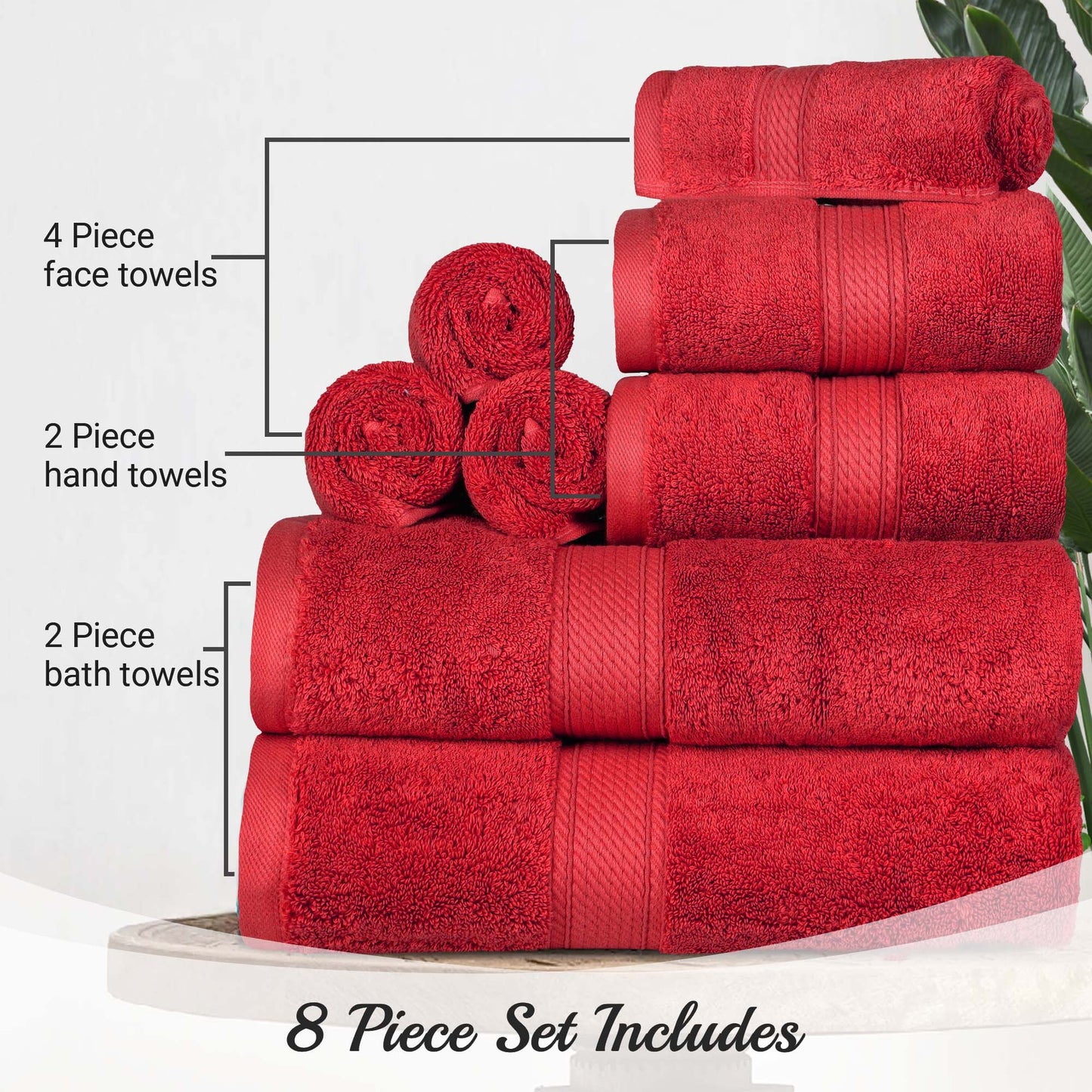 Madison Egyptian Cotton Pile Plush Heavyweight 8 Piece Towel Set