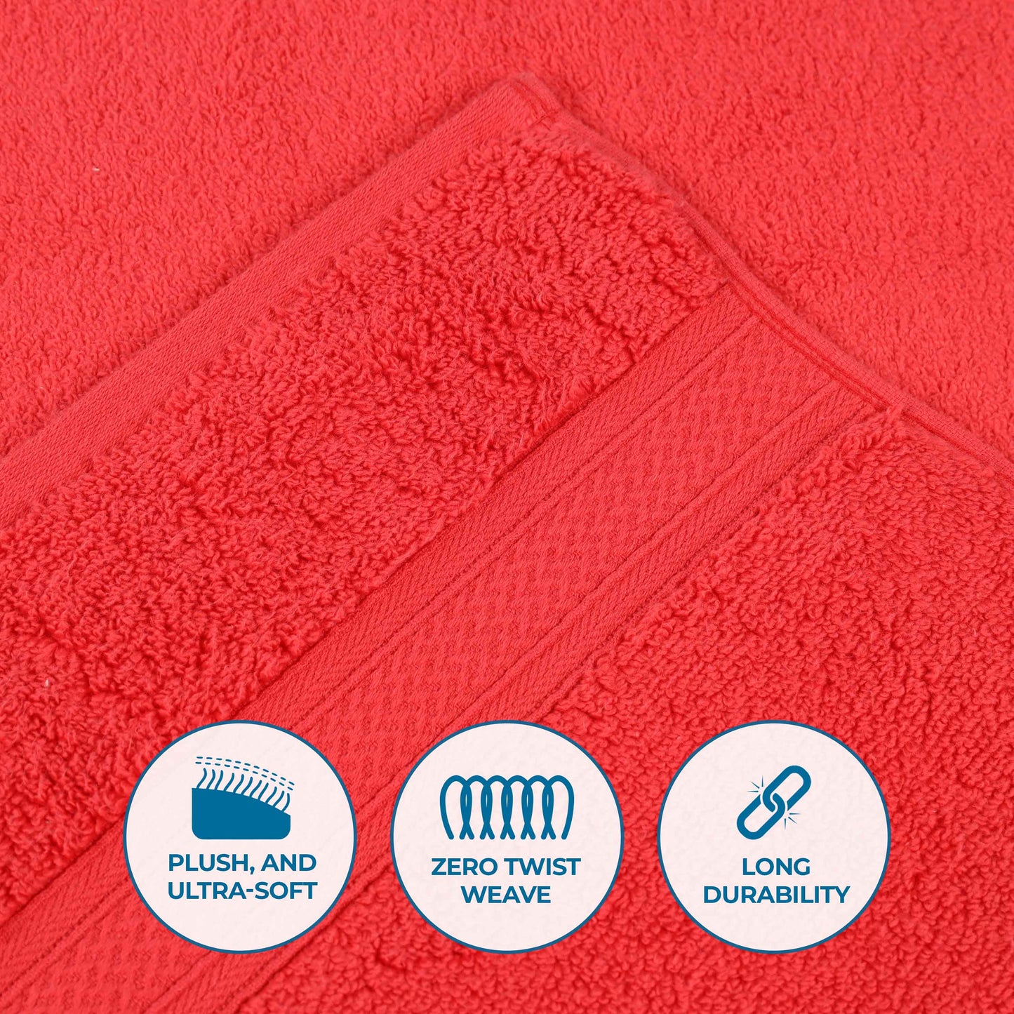 Chevron Zero Twist Solid and Jacquard Soft Cotton 6 Piece Towel Set - Red